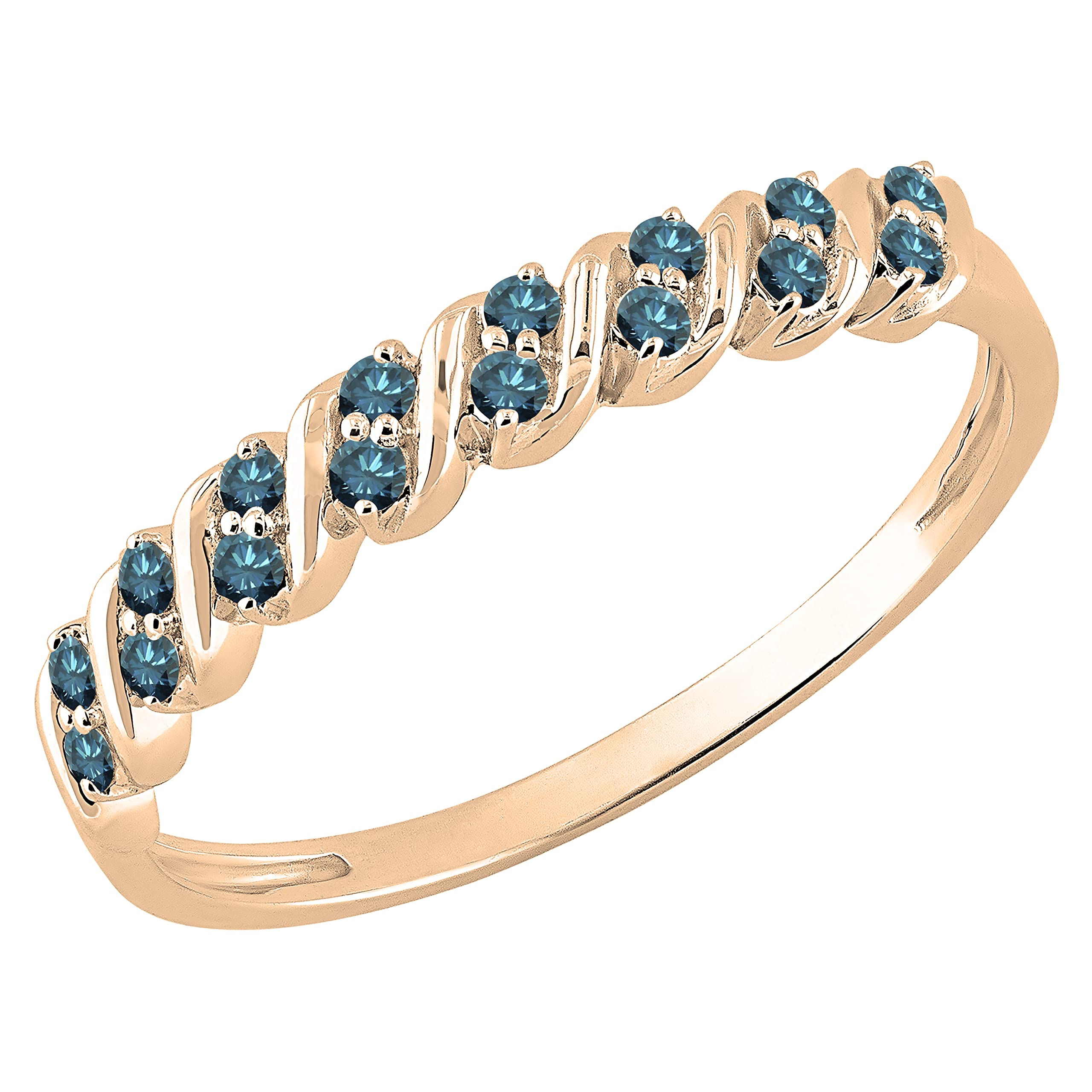 Dazzlingrock Collection 18K Gold Round Diamond or Gemstone Single Row Stackable Wedding Band for Women - 1/5 CT (0.20 Carat) Elegant Bridal Ring, Anniversary Gift, Promise Ring for Her - Perfect for Weddings, Engagements & Special Occasions