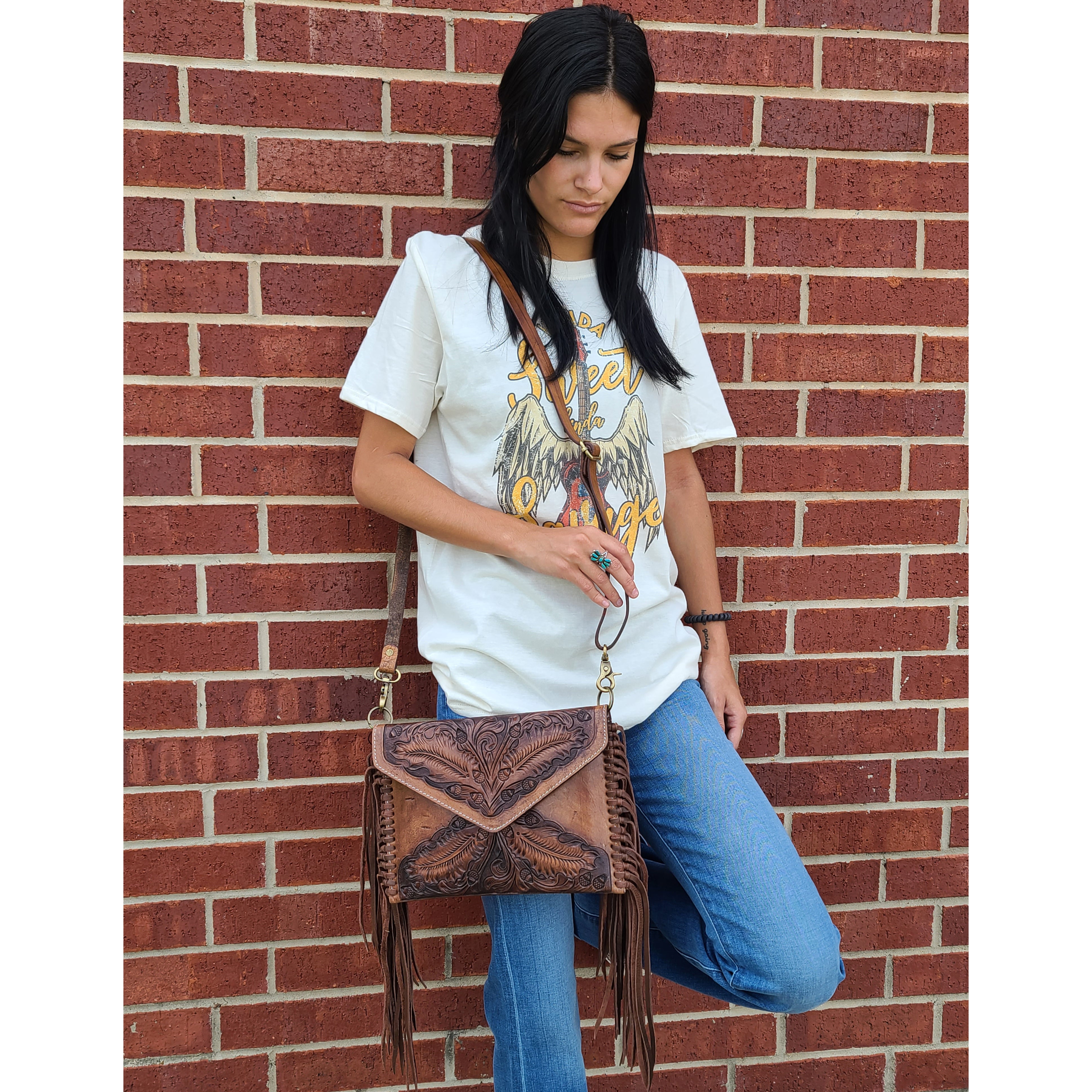 American Darling Genuine Tooled Leather Crossbody Bag for Women - Stylish & Durable Everyday Purse for Work, Travel & Casual Outings