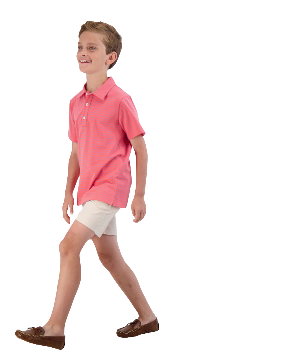 Boys Short Sleeve Polo Shirt - Red & Navy Striped Cotton Casual Top for School, Playdates & Summer Outfits