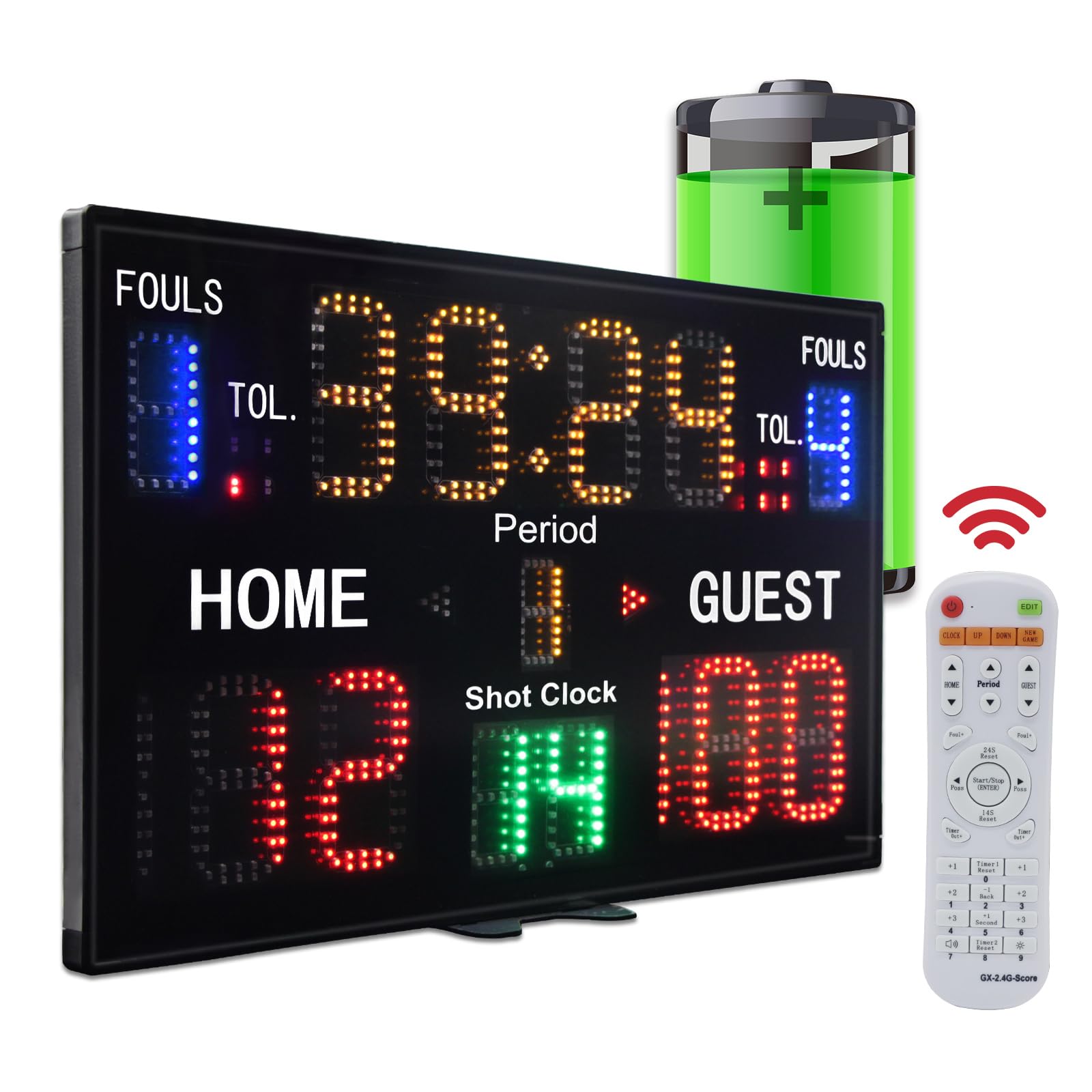YZ LED Basketball Scoreboard with Shot Clock - Digital Electronic Score Keeper with Remote Control & Timer - Perfect for Outdoor Courts, Gyms, and School Basketball Games