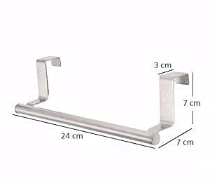 Stainless Steel Adjustable Over Cabinet Towel Bar Holder - Kitchen Drawer & Door Hanging Storage Hook for Dish Towels, Hand Towels & Cloths (Pack of 1) - Perfect for Small Kitchens, Bathrooms & RV Spaces