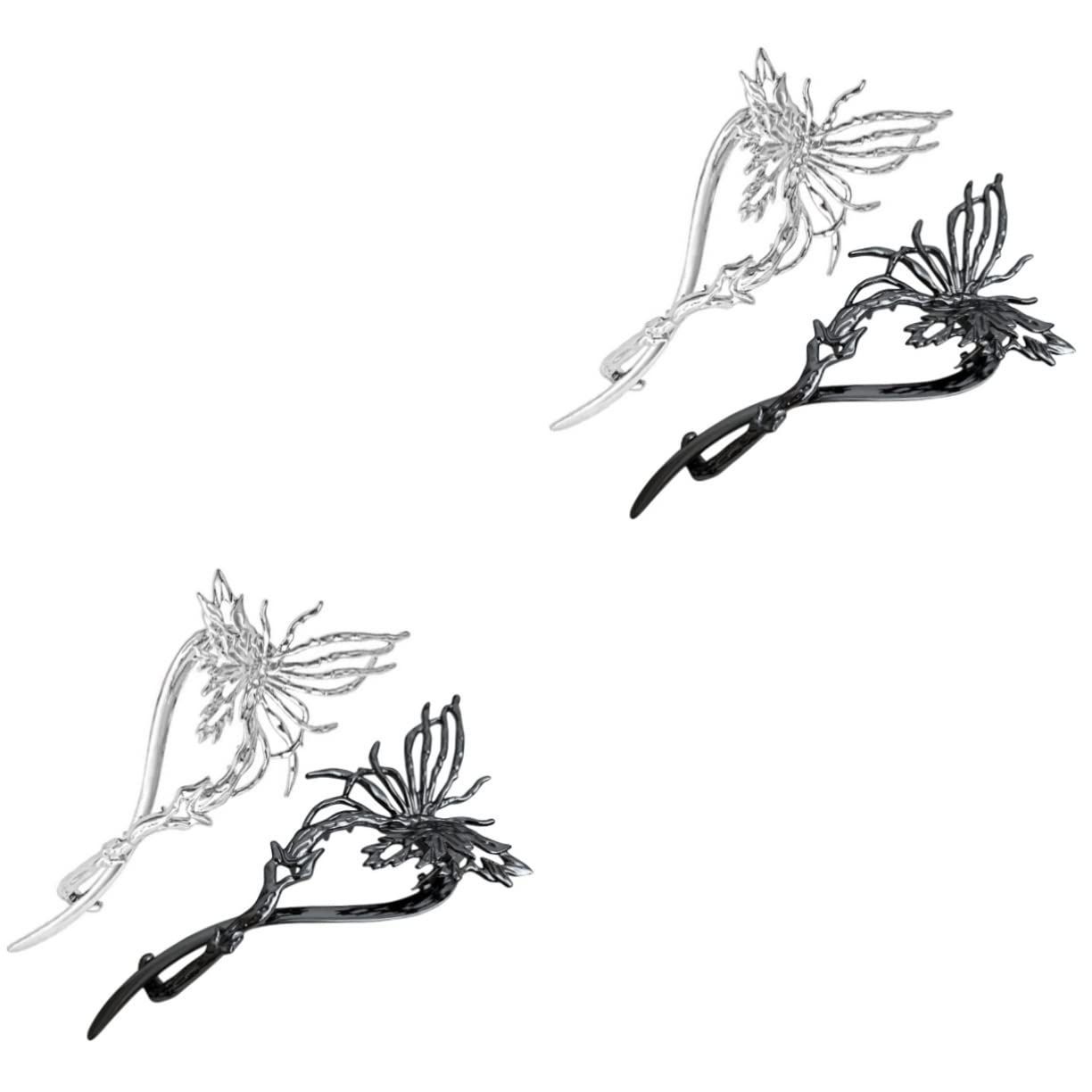 LALAFINA 4-Piece Metallic Hair Clips Set - Hairpins, French Twist Holders, Bun Clamps & Barrettes for Women - Perfect for Updos, Ponytails & Everyday Styling