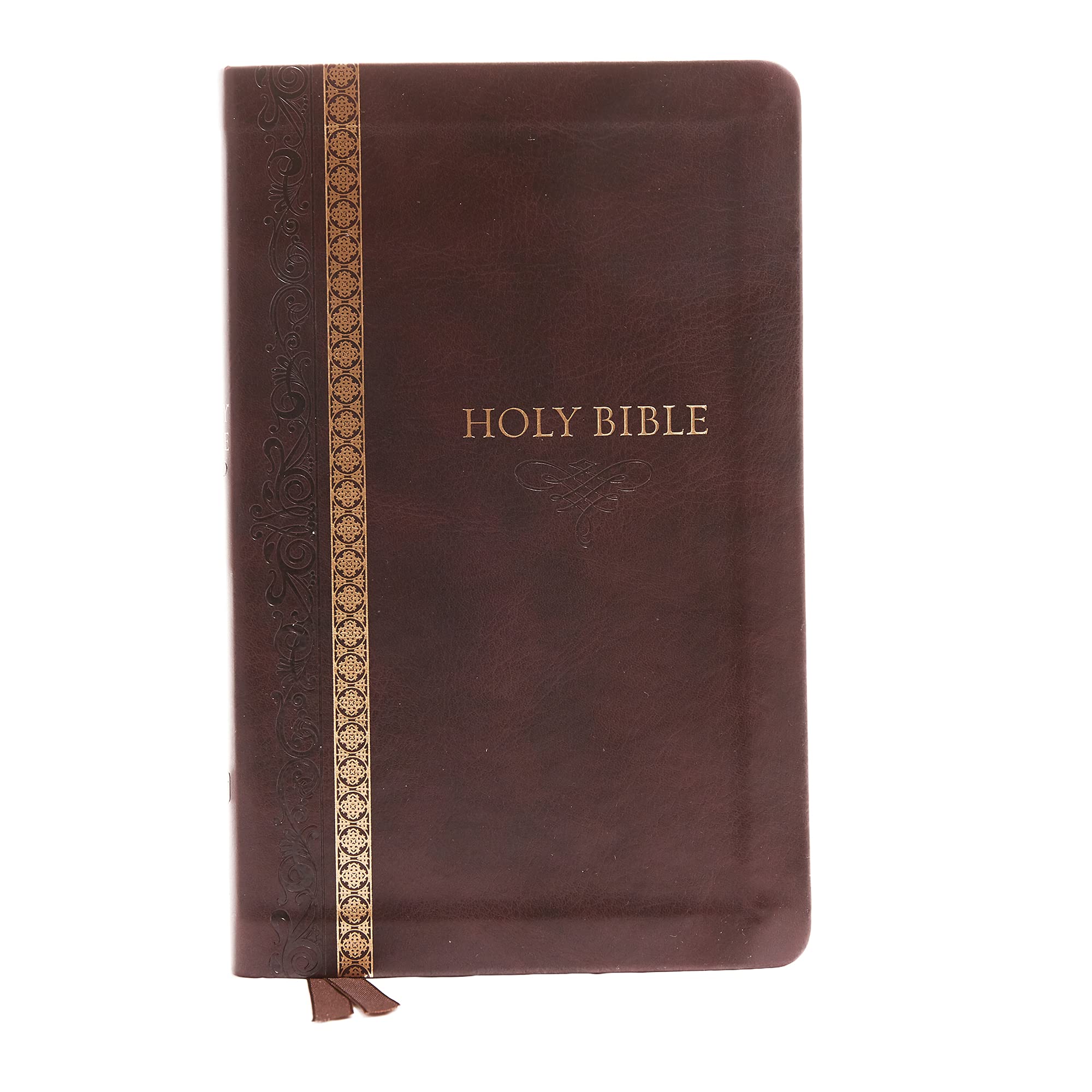 KJV Holy Bible Thinline Edition - Brown Leathersoft Cover, Red Letter Text, Comfort Print with Thumb Index - King James Version - Perfect for Church, Bible Study & Personal Devotion