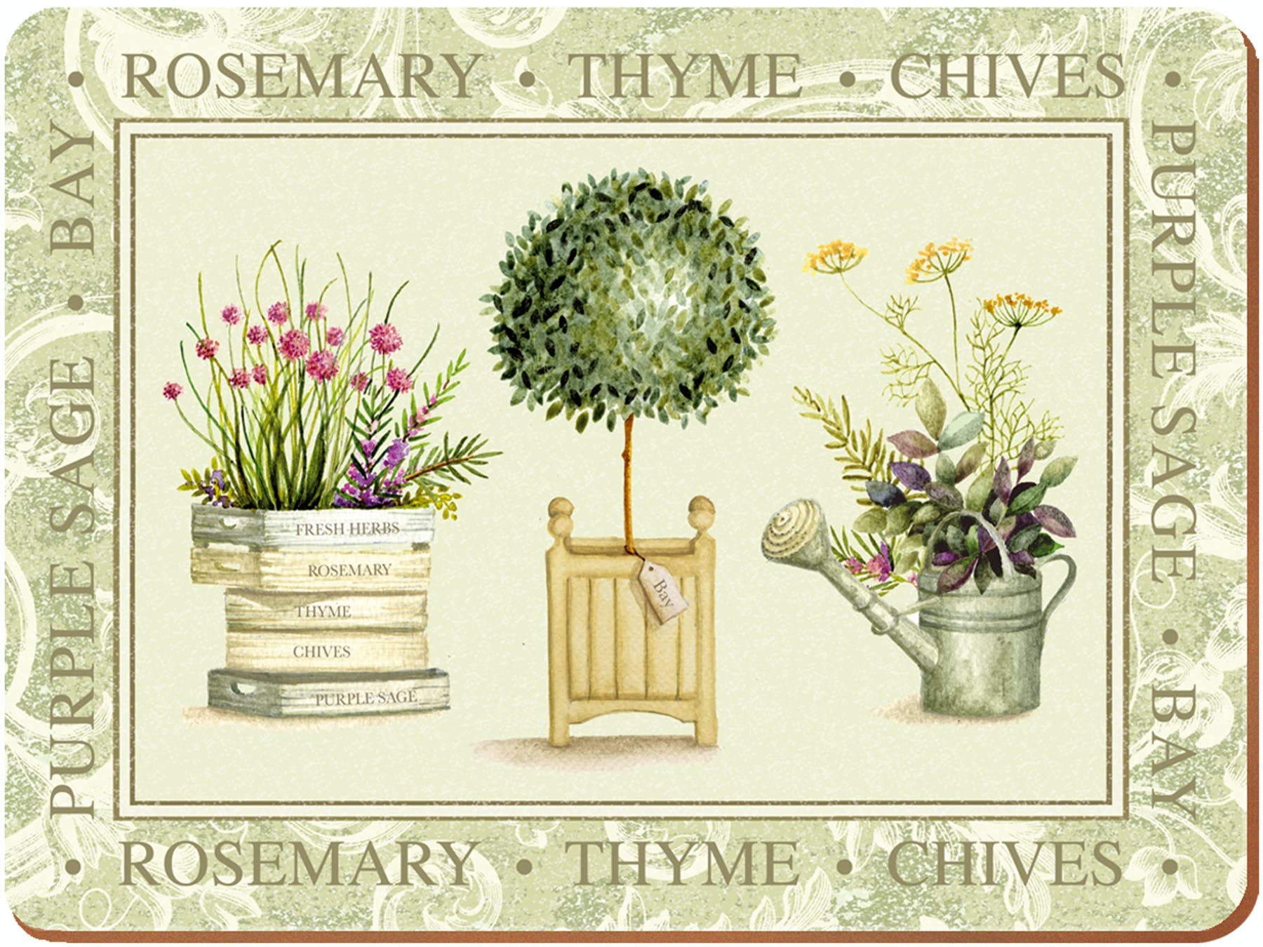 Set of 4 Extra Large Cork-Backed Topiary Placemats - Multi-Color Round Dining Table Mats for Kitchen, Dining Room, or Outdoor Entertaining