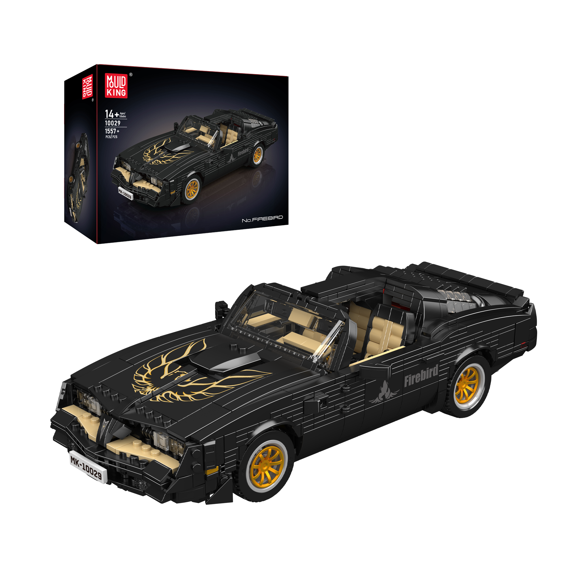 Mould King 10029 1:16 Scale 1970s Convertible Muscle Car Model Building Kit - 1,557 Piece Collector's Set for Adults | Classic Vintage Car Display & DIY Construction Project for Home Office Decor