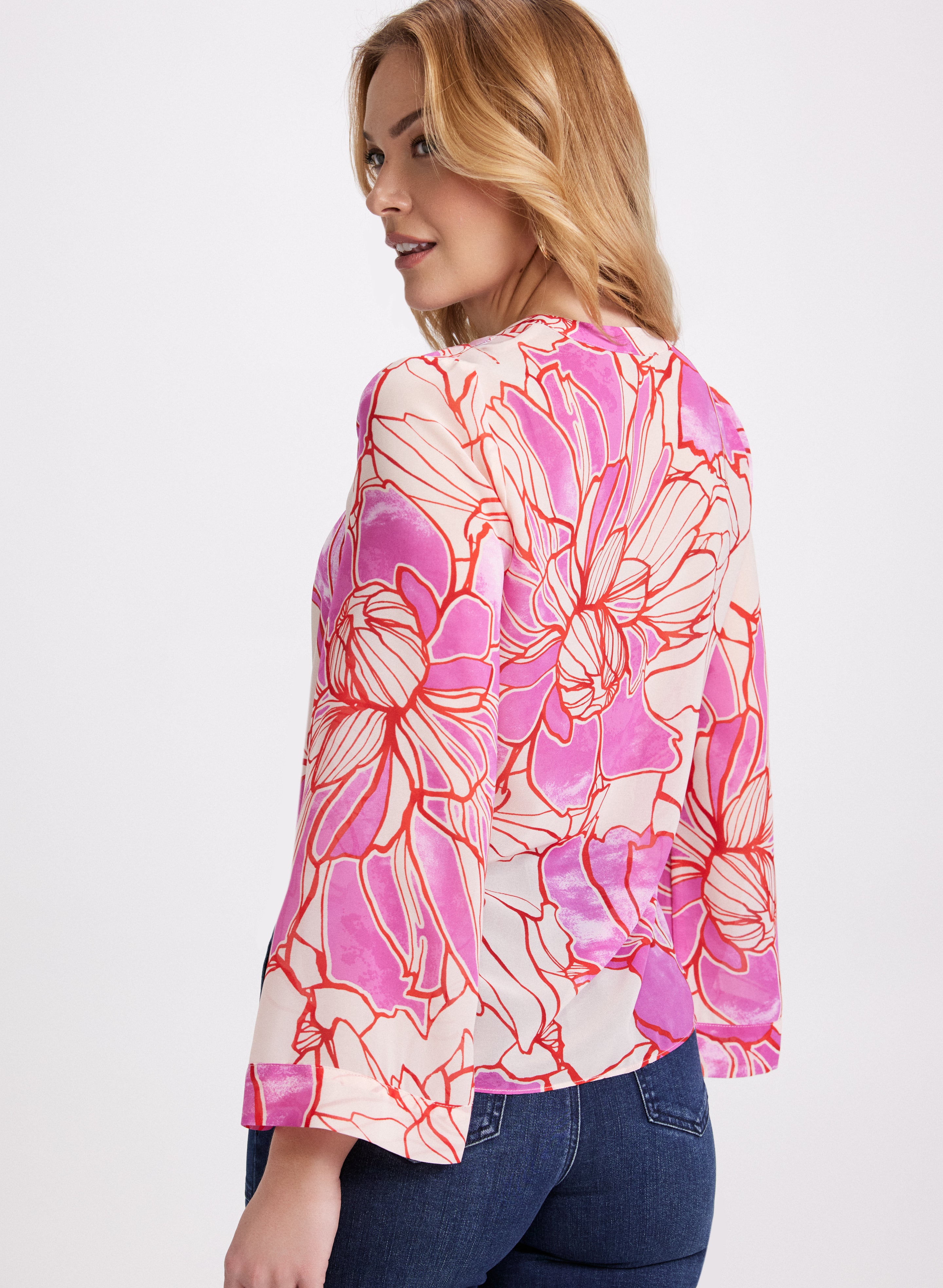 Stylish Floral Print Blouse for Women - Trendy Spring Summer Tops - Perfect for Office, Date Night & Casual Outfits