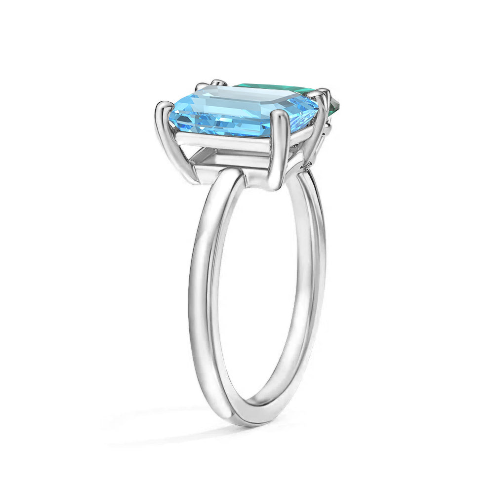 Personalized Toi et Moi Aquamarine Birthstone Ring for Women - Custom Anniversary, Engagement & Wedding Jewelry Gift - Perfect for Couples, Brides & Romantic Occasions
