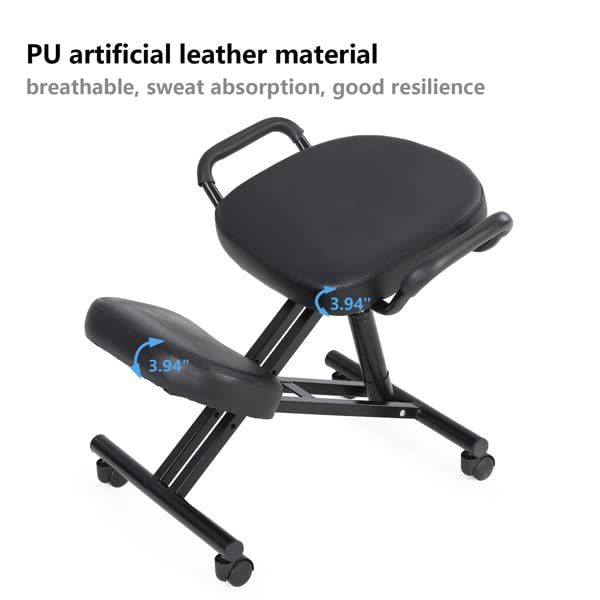 Ergonomic Kneeling Chair - Adjustable Posture Corrective Office Stool with Thick Comfort Cushion for Home & Work - Perfect for Meditation, Yoga, and Long Sitting Sessions at Desk or Computer