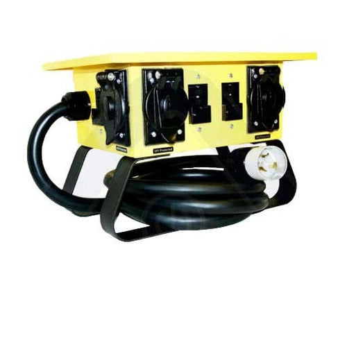 6508G/6508TLSX CEP 4 Outlet Twist Lock Power Distribution Box - 50A 125/250V Input (CS6365), 20A 125V Output (L5-20R) - Ideal for Construction Sites, Outdoor Events, and RV Power Distribution