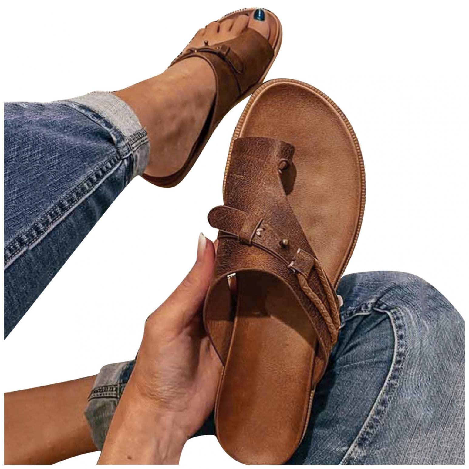 Women's Comfortable Summer Sandals - PU Leather Clip-Toe Slippers for Outdoor & Holiday Wear | Beach, Vacation, and Casual Walking Shoes