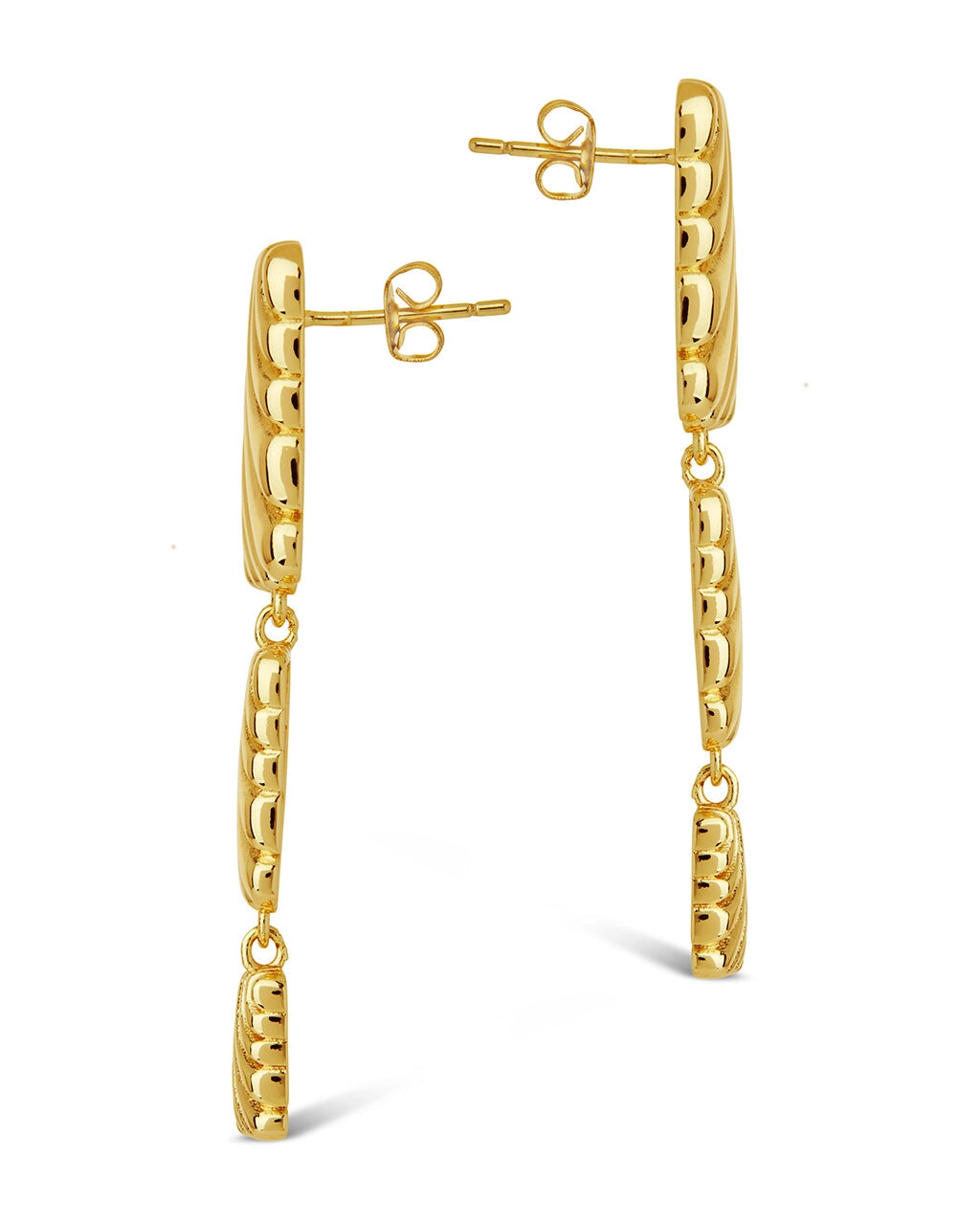 Haydée Triple Textured Drop Stud Earrings for Women - Elegant Gold & Silver Dangle Earrings for Party, Wedding & Everyday Wear