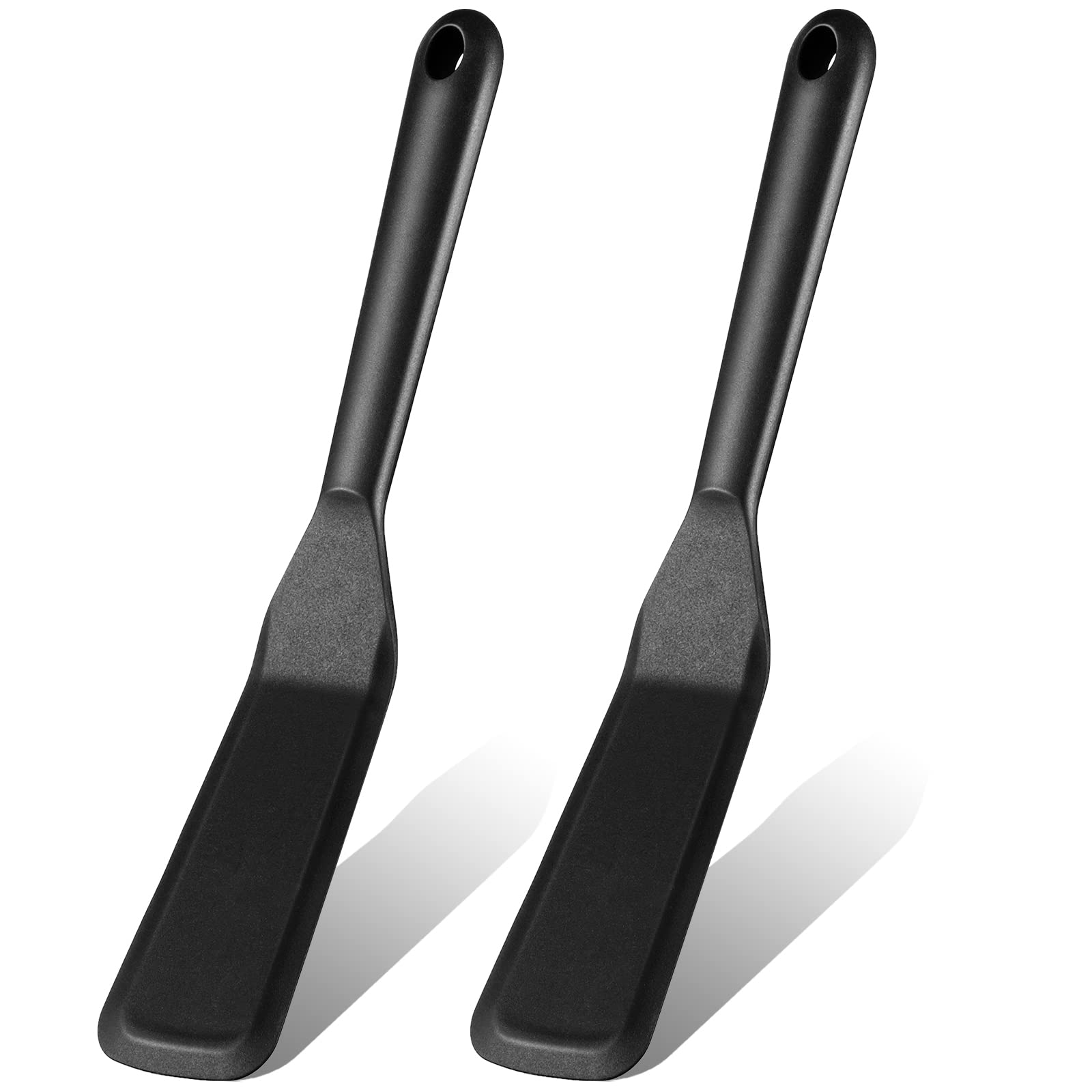 Heat-Resistant Silicone Thin Spatula Turner - Non-Stick Cooking Spatula for Omelets, Pancakes, Crepes, Burgers & Pizza - Perfect for Flipping Eggs, Steak & Baking (2-Pack, Black) - Ideal for Home Kitchen, Breakfast Cooking & Professional Chef Use