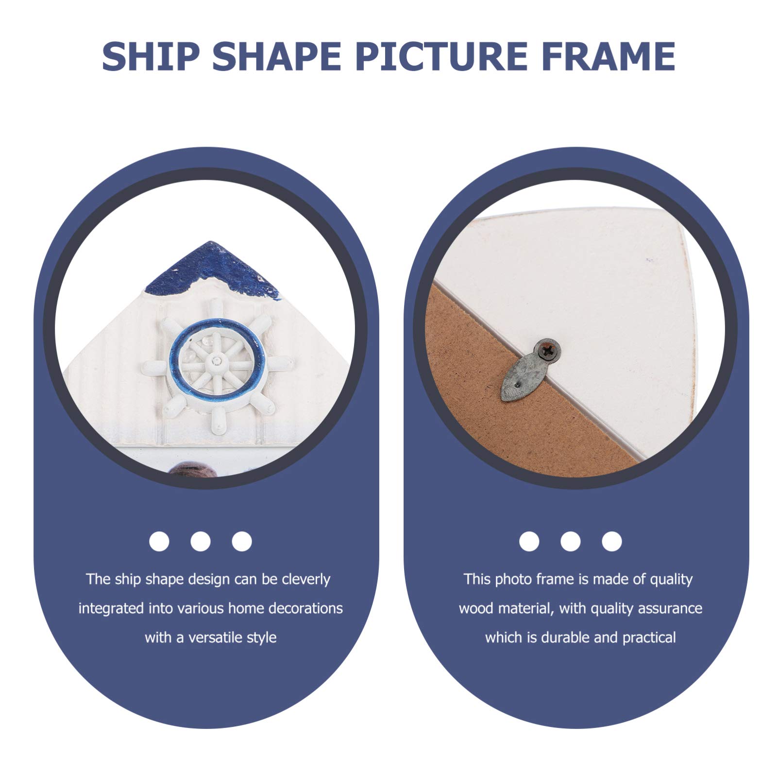 KESYOO Wooden Boat-Shaped Photo Frame - Decorative Tabletop Picture Frame for Wedding, Mediterranean Style Home Decor, Perfect for Displaying Memories in Living Room, Bedroom, or Office