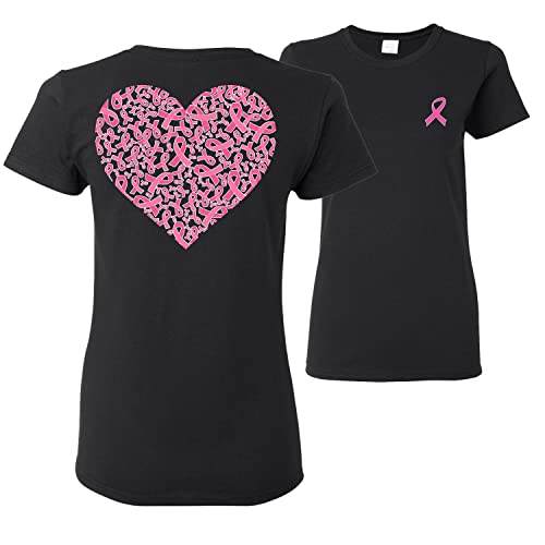 Black Pink Ribbon Heart