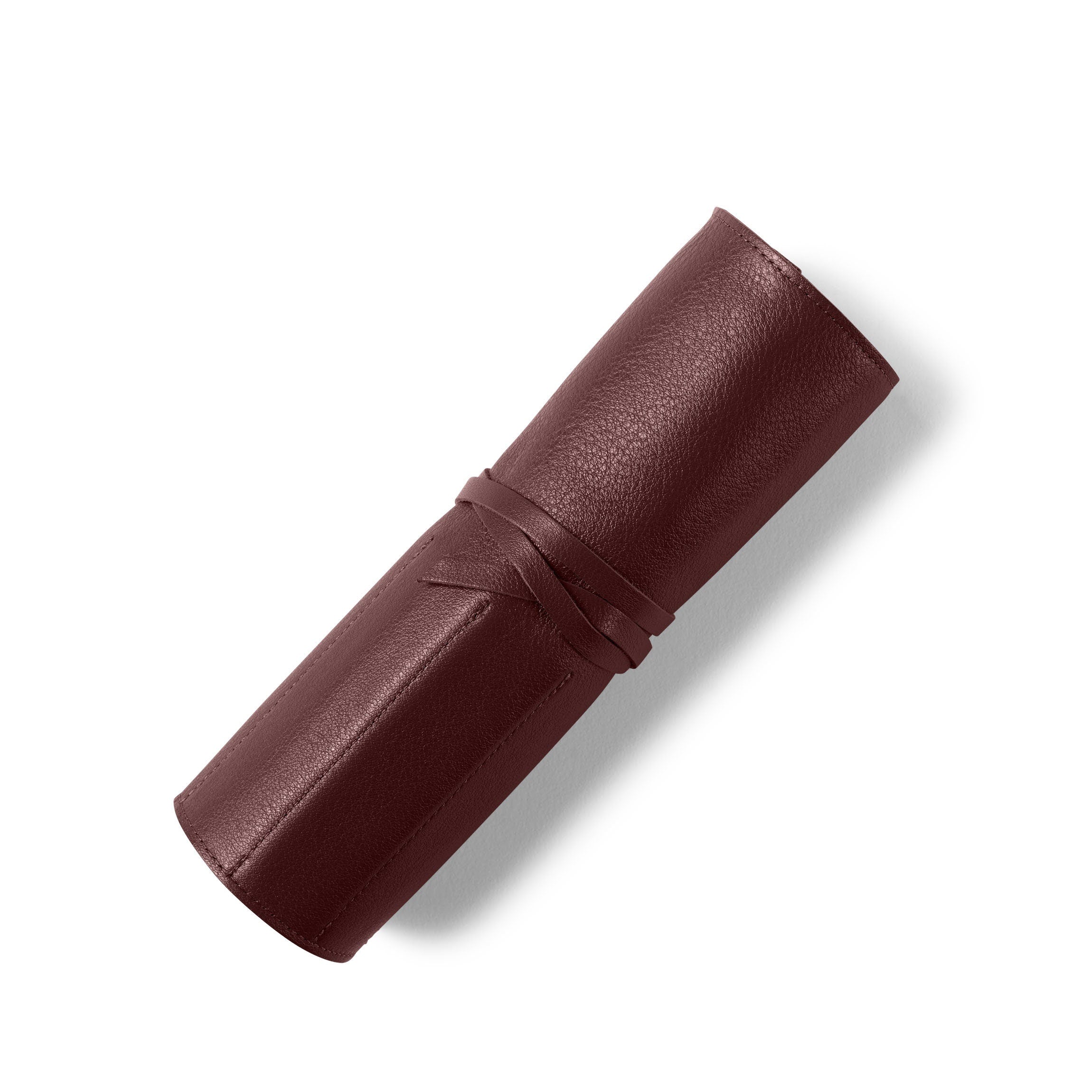 Professional Large Makeup Brush Roll - Bordeaux Vegan Leather Travel Cosmetic Organizer with Zipper Closure | Perfect for Makeup Artists, Travel & Home Storage