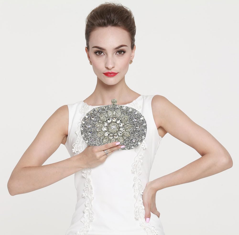 Sparkling Rhinestone Clutch Purse for Women - Wedding & Evening Party Handbag