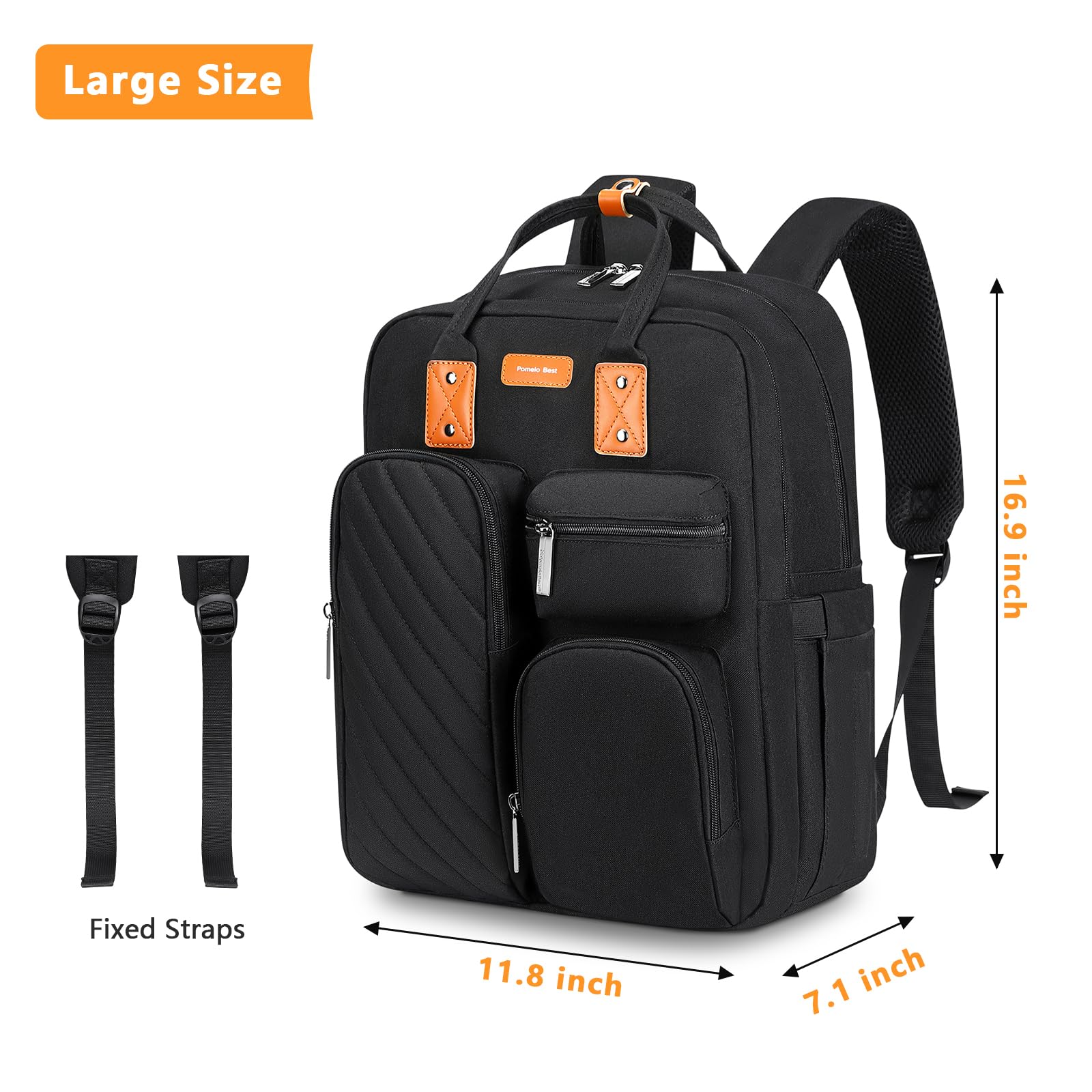 Large Waterproof Diaper Backpack for Baby - Multi-Pocket Travel Diaper Bag with Built-in Stroller Straps, Spacious & Organized (Black) - Perfect for Moms on the Go, Daycare, and Family Outings