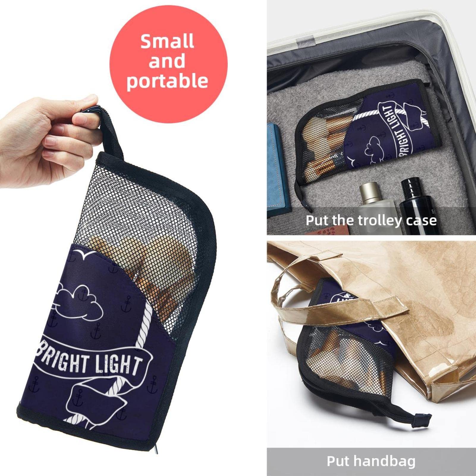Premium 12-Piece Makeup Brush Organizer Bag with Marine Lighthouse Design - Portable Waterproof Cosmetic Brush Holder Case for Travel, Home & Professional Makeup Artists