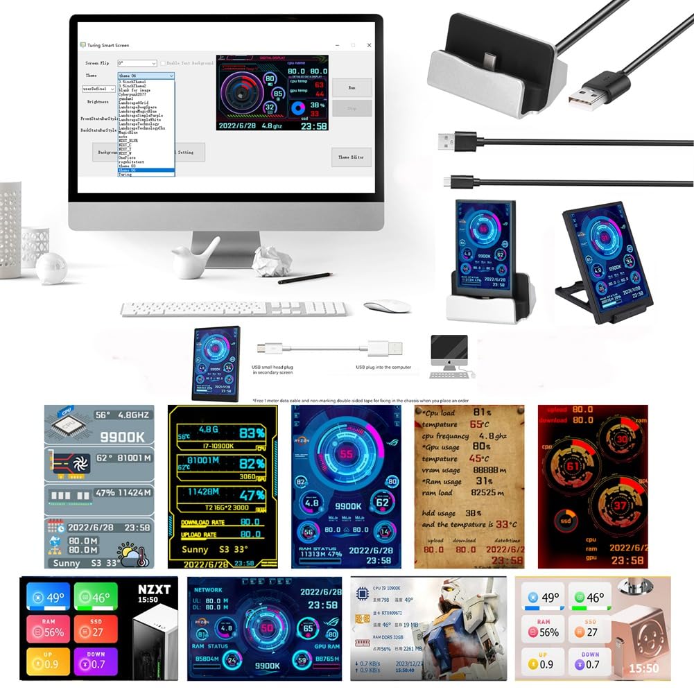 5 Inch IPS USB Portable Secondary LCD Monitor for Laptop & Computer - Dynamic Display Sub-Screen for Multitasking, Gaming, and Office Work
