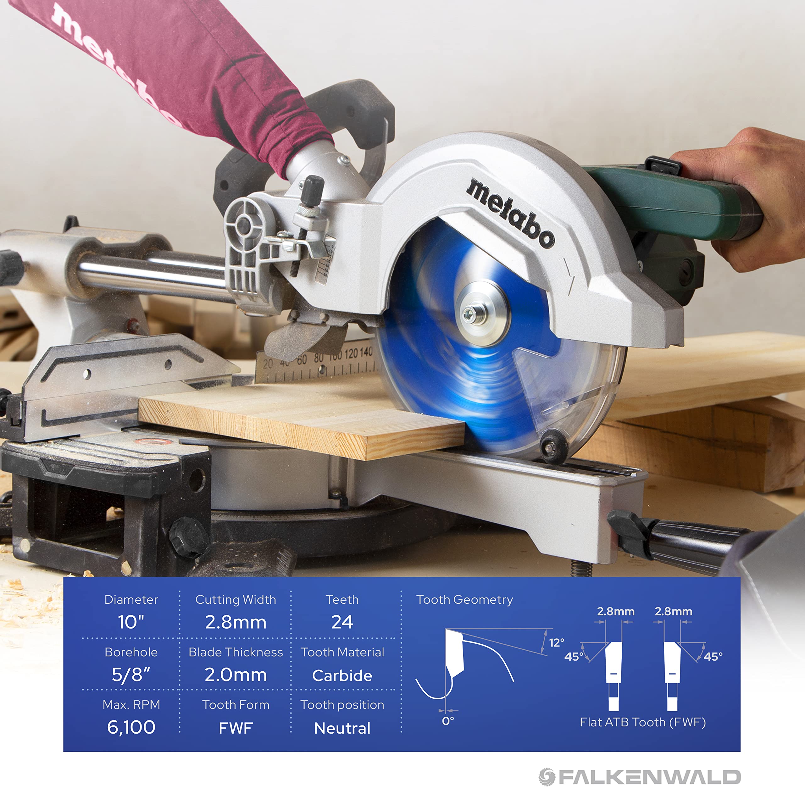 10 Inch Carbide Saw Blades for Table Saws - 60T Fine Finish & 24T Rip Cut - Compatible with DEWALT, Skil, Bosch - Perfect for Woodworking, Plywood Cutting & DIY Projects