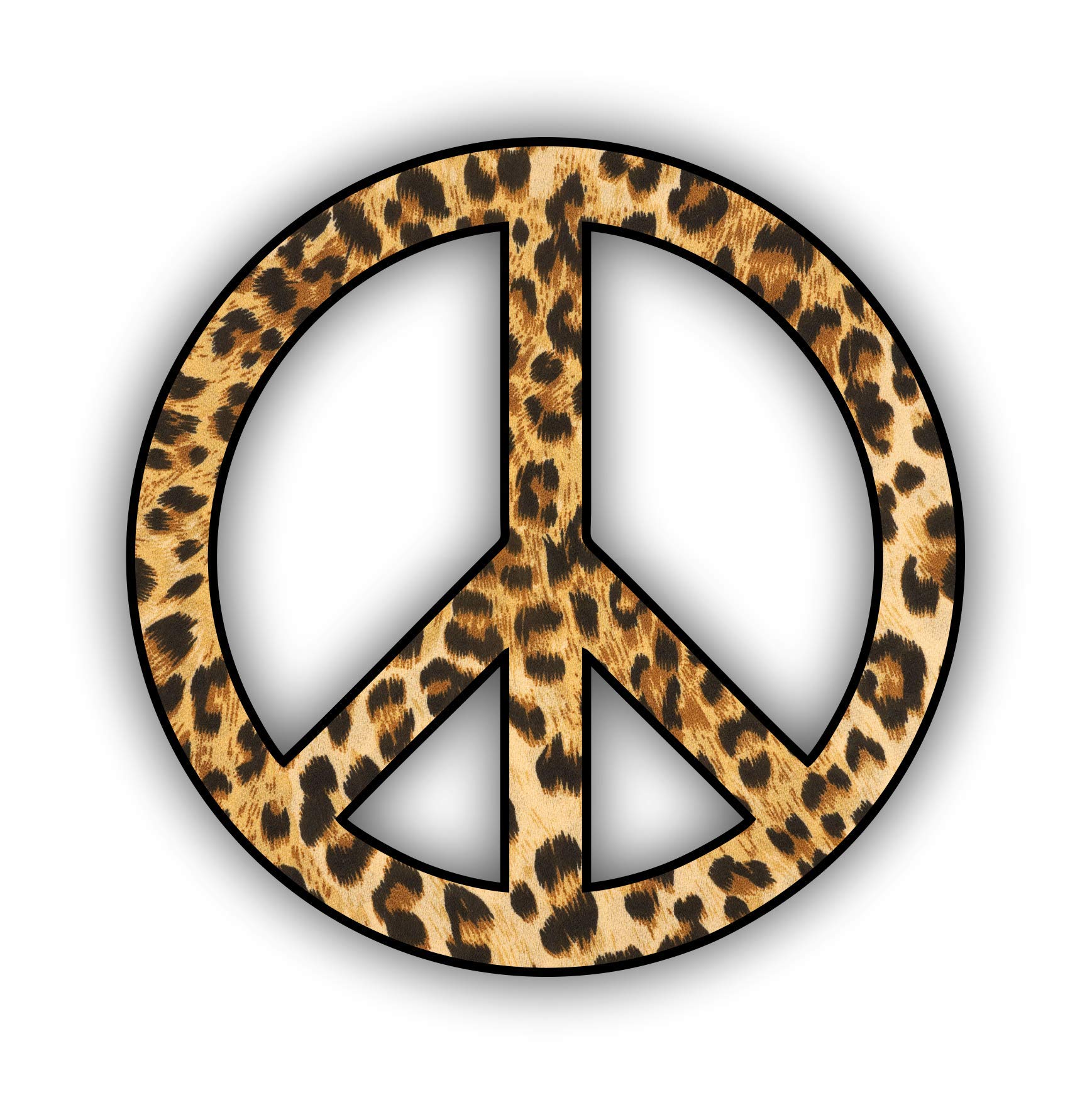 Leopard Peace Sign Vinyl Decal - Waterproof Sticker for Laptop, Car, Truck Windows - Rainbow Tie Dye Design by Vinyl Junkie Graphics - Perfect for DIY Decor, Gifts & Personalization