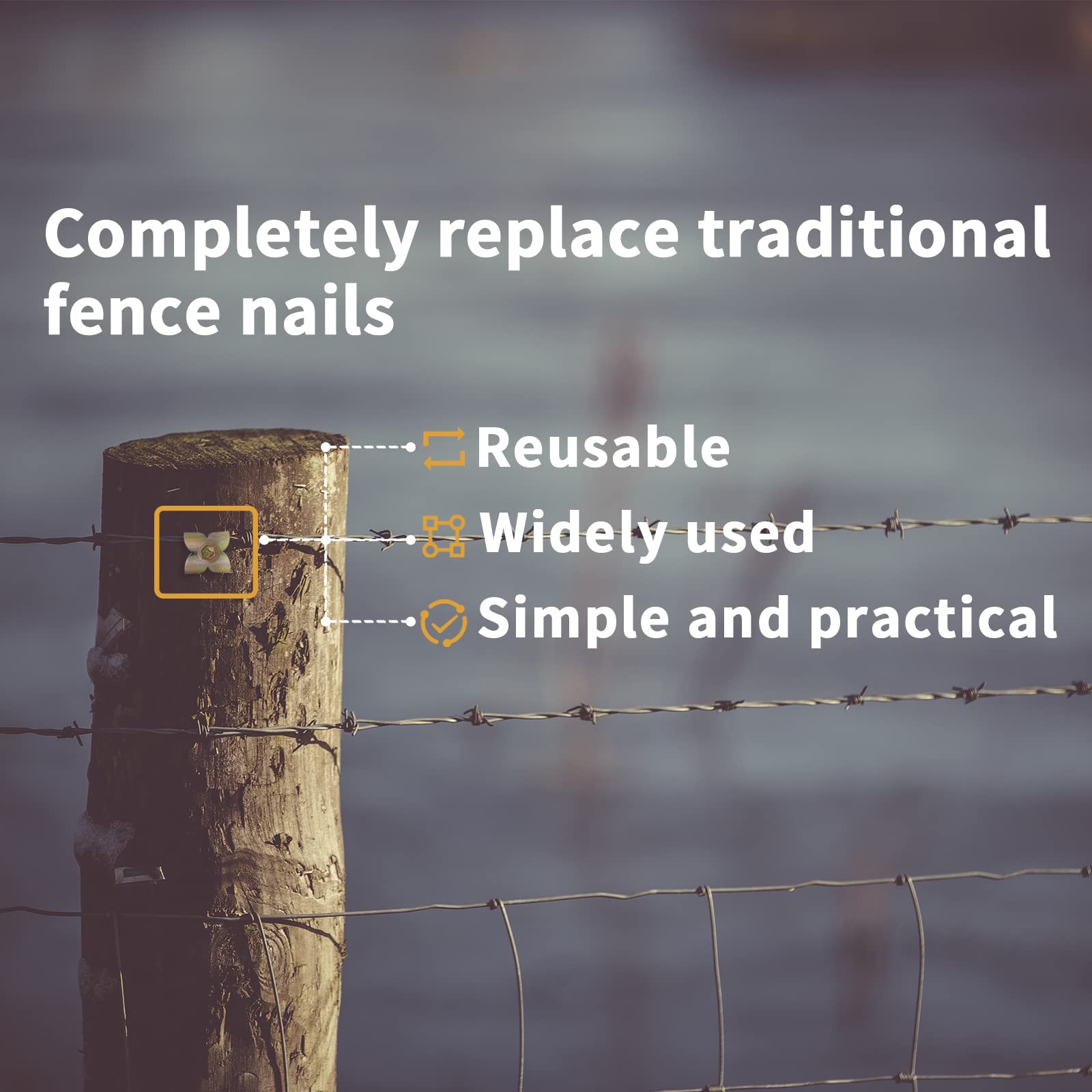 Premium Steel Wire Fencing Staples for Softwoods - Reusable Fence Staple Fasteners with Wire Fixer - Ideal for Wire Mesh & Woven Fencing (Patent Pending) - Perfect for Farm Fencing, Garden Enclosures, and DIY Wood Projects