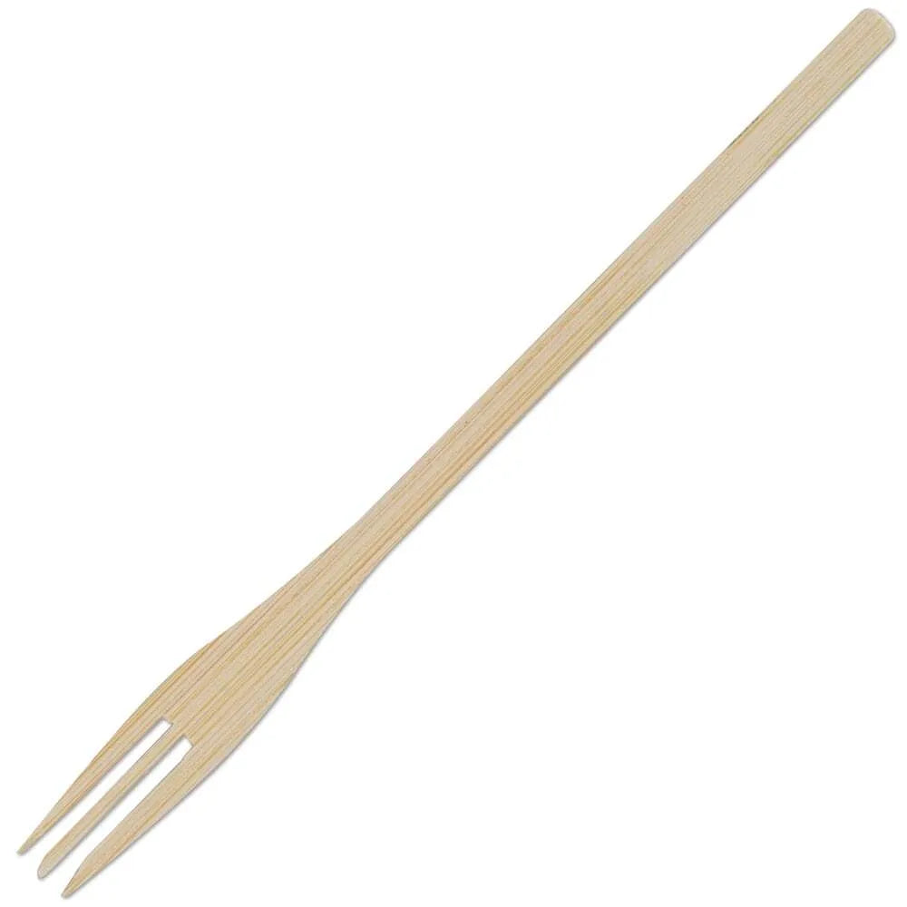 Eco-Friendly Bamboo Trident Fork 5.5 Inches - Perfect for Camping, Picnics & Sustainable Dining | Durable & Compostable Cutlery