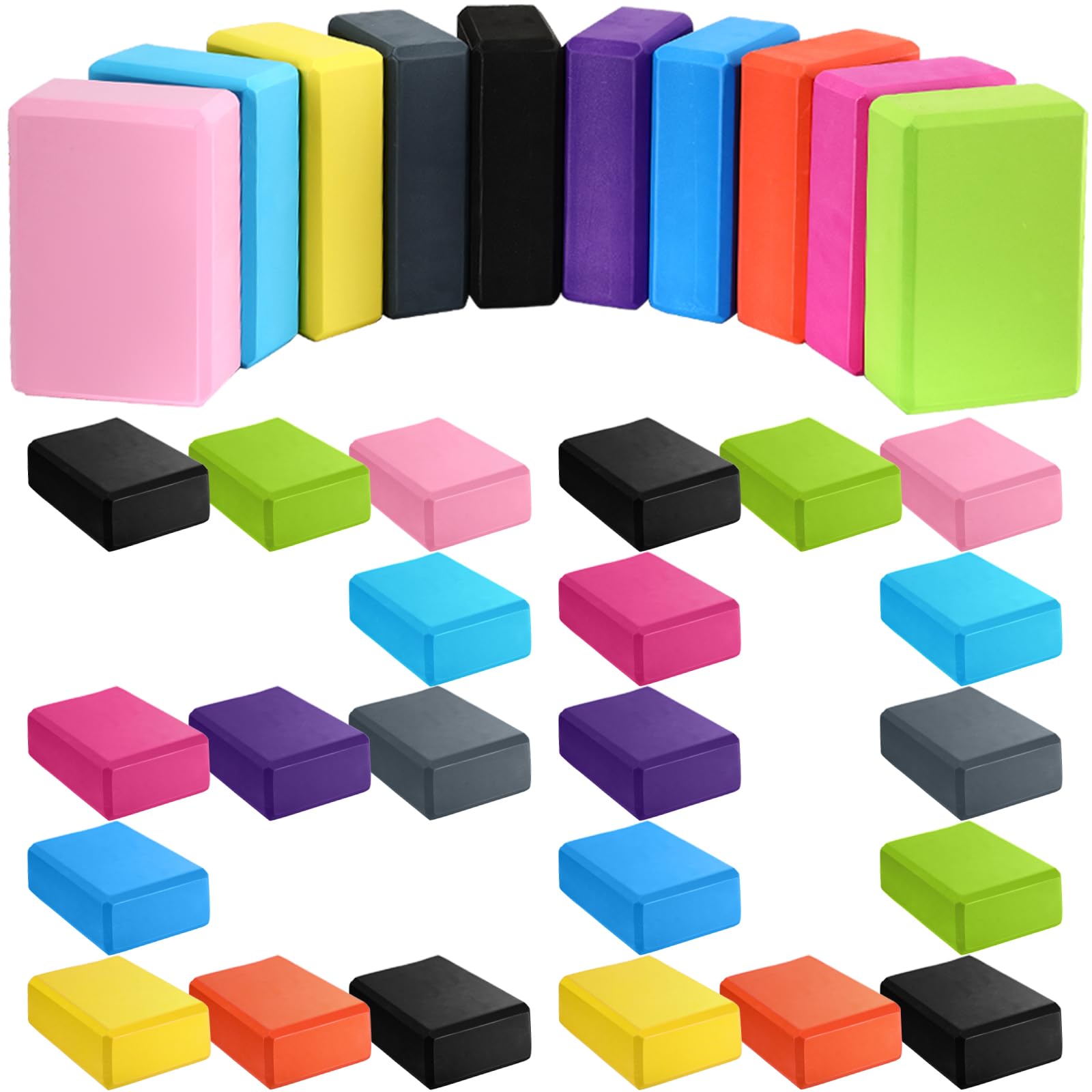 20-Piece EVA Foam Yoga Blocks Set - Non-Slip Lightweight Yoga Bricks for Support & Stability - Yoga Accessories for Pilates, Stretching & Meditation - Perfect for Beginners & Advanced Yogis (Multicolor) - Ideal for Home Yoga Studio, Gym Workouts & Wellness Retreats