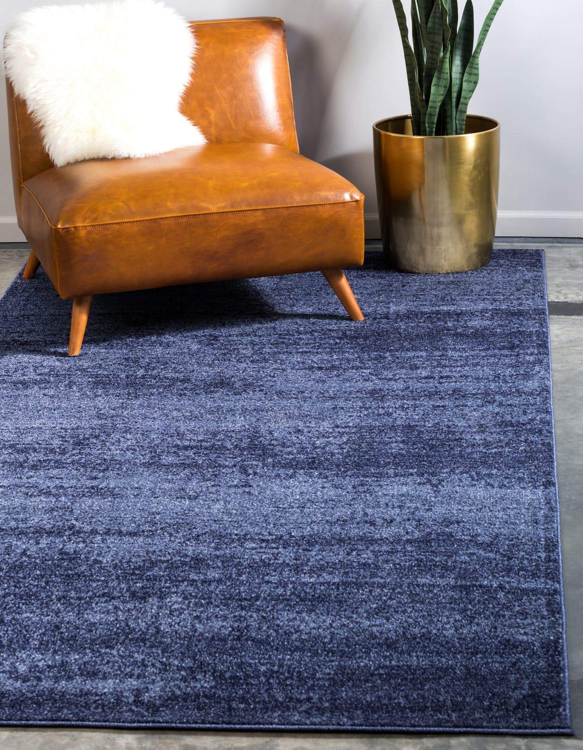 Unique Loom Del Mar Collection Area Rug - Lucille 10'x13' Rectangle Navy Blue Ivory - Soft Living Room Rug for Home Decor, Bedroom Carpet, Office Flooring