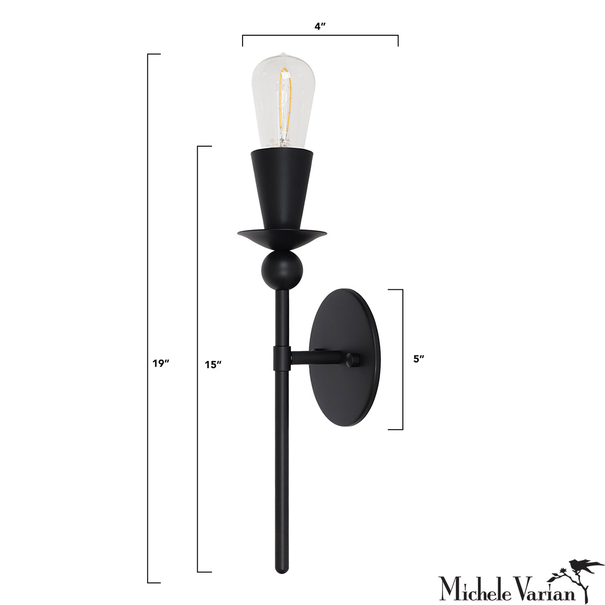 Black Single Polyform Wall Sconce Light - Modern LED Wall Lamp for Bedroom, Living Room, Hallway & Staircase Lighting - Dimmable Indoor Wall Light Fixture