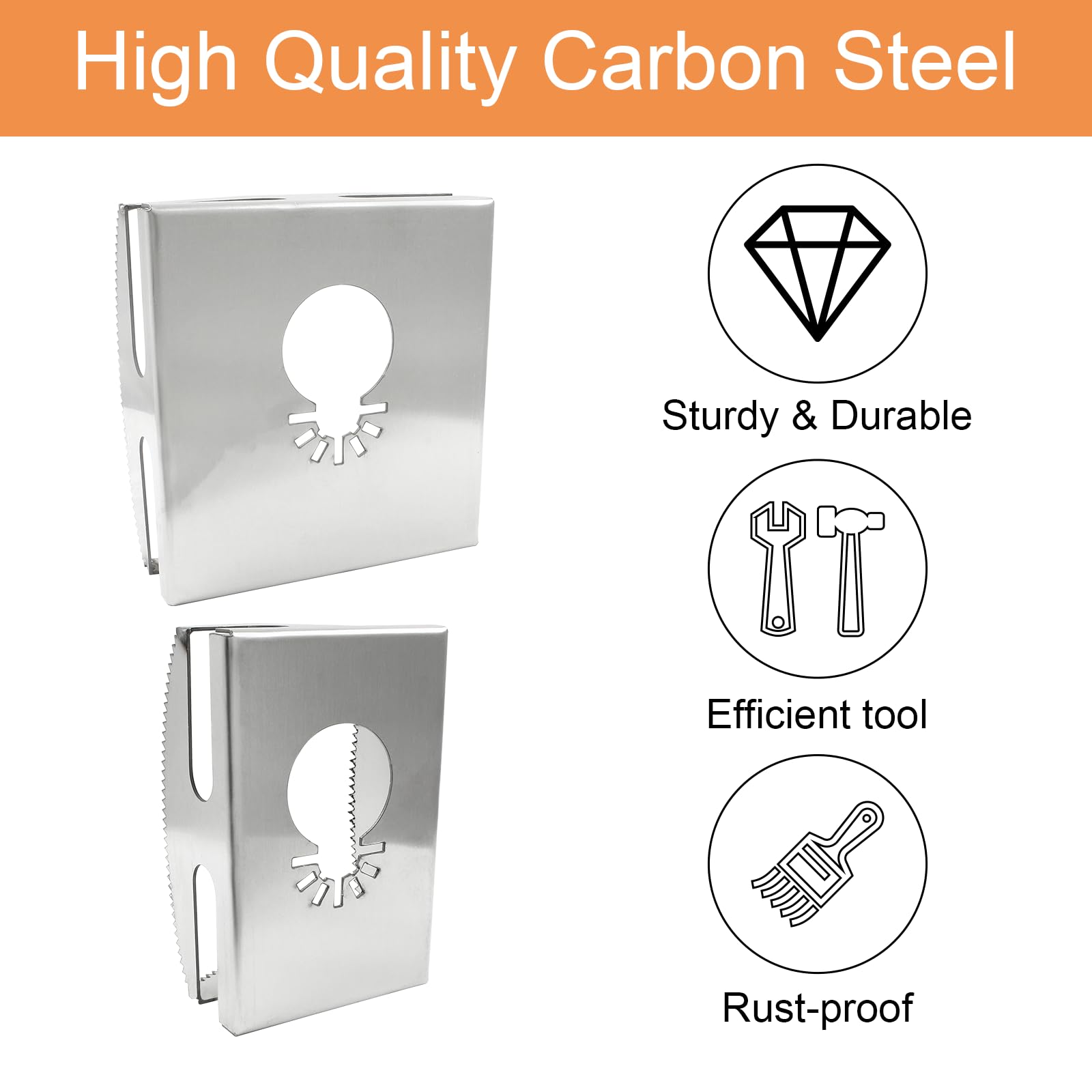 Biaungdo 2-Piece Stainless Steel Square Slot Cutter - Oscillating Multi-Tool for Drywall, Plastic, Metal & Wood - Perfect for Electrical Box Cutouts & DIY Projects (Silver) - Ideal for Home Renovation, Carpentry & Electrical Installations