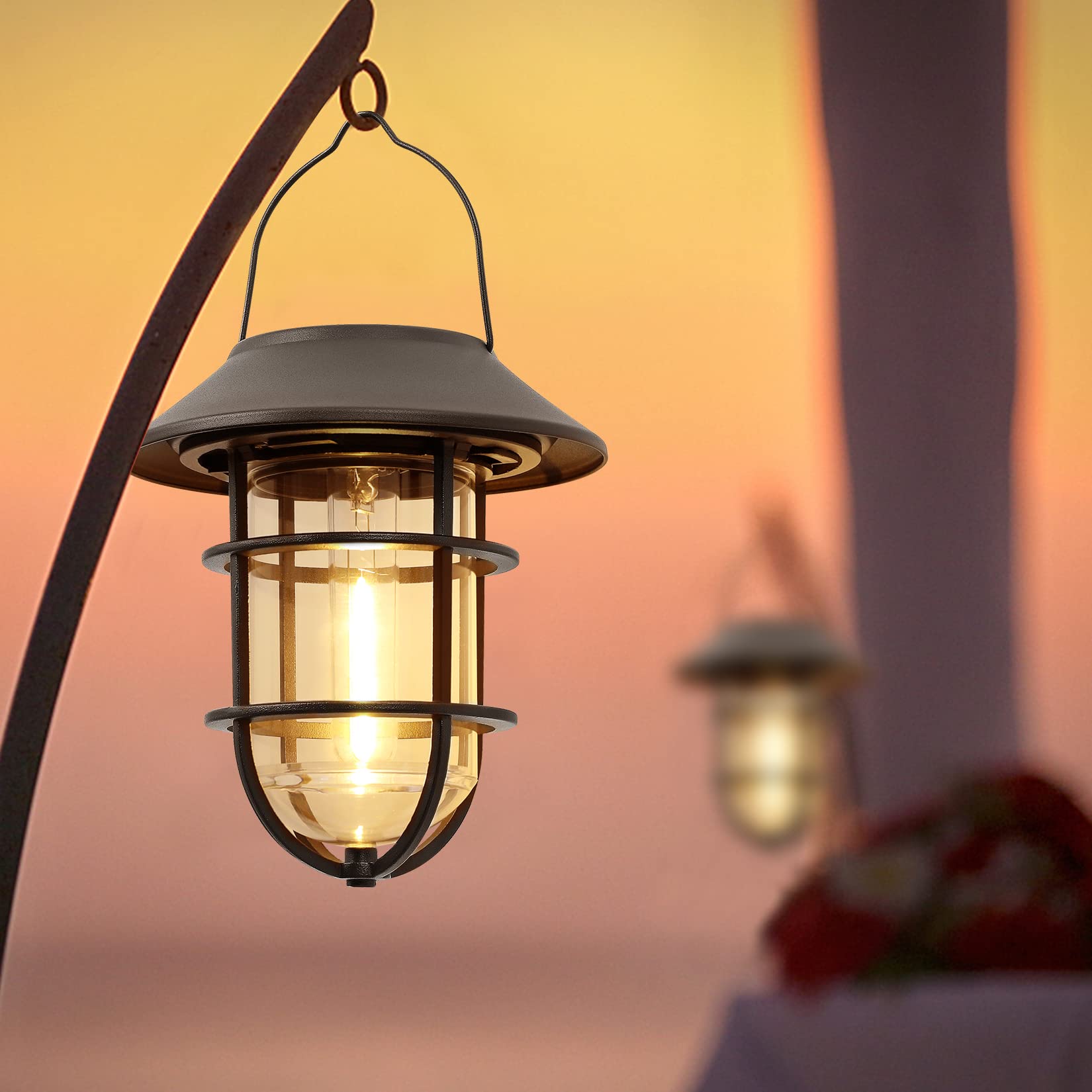 Upgraded Solar Outdoor Lights - Waterproof Hanging Solar Lanterns with Wall Mount Kit (2 Pack) for Garden, Patio, Porch & Fence Decor | Perfect for Outdoor Parties, Backyard Lighting & Pathway Illumination