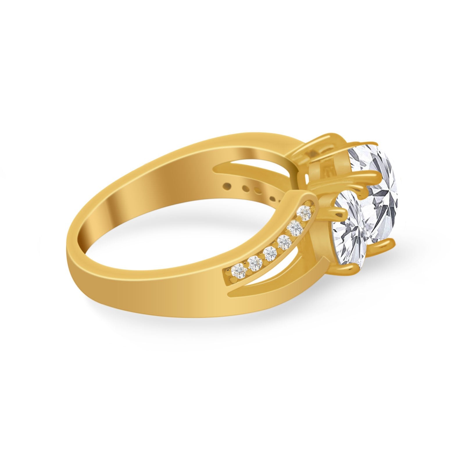 3 Stone Oval Wedding Ring - 925 Sterling Silver Simulated Cubic Zirconia Bridal Set for Engagement, Anniversary & Special Occasions