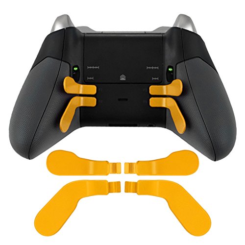 4PCS Replacement Handle Metal Paddles & Buttons with Hair Trigger Locks for Xbox One Elite Controller (Yellow) - Perfect for Gaming, Competitive Play & Controller Customization