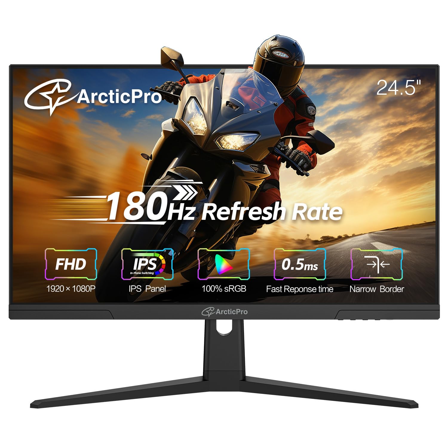 25 Inch Gaming Monitor 180Hz Refresh Rate, FHD 1080p IPS Panel, 0.5ms Response Time, AMD FreeSync Premium, Ultra Slim Frameless Design - Perfect for Esports, PC Gaming & Home Office Setup