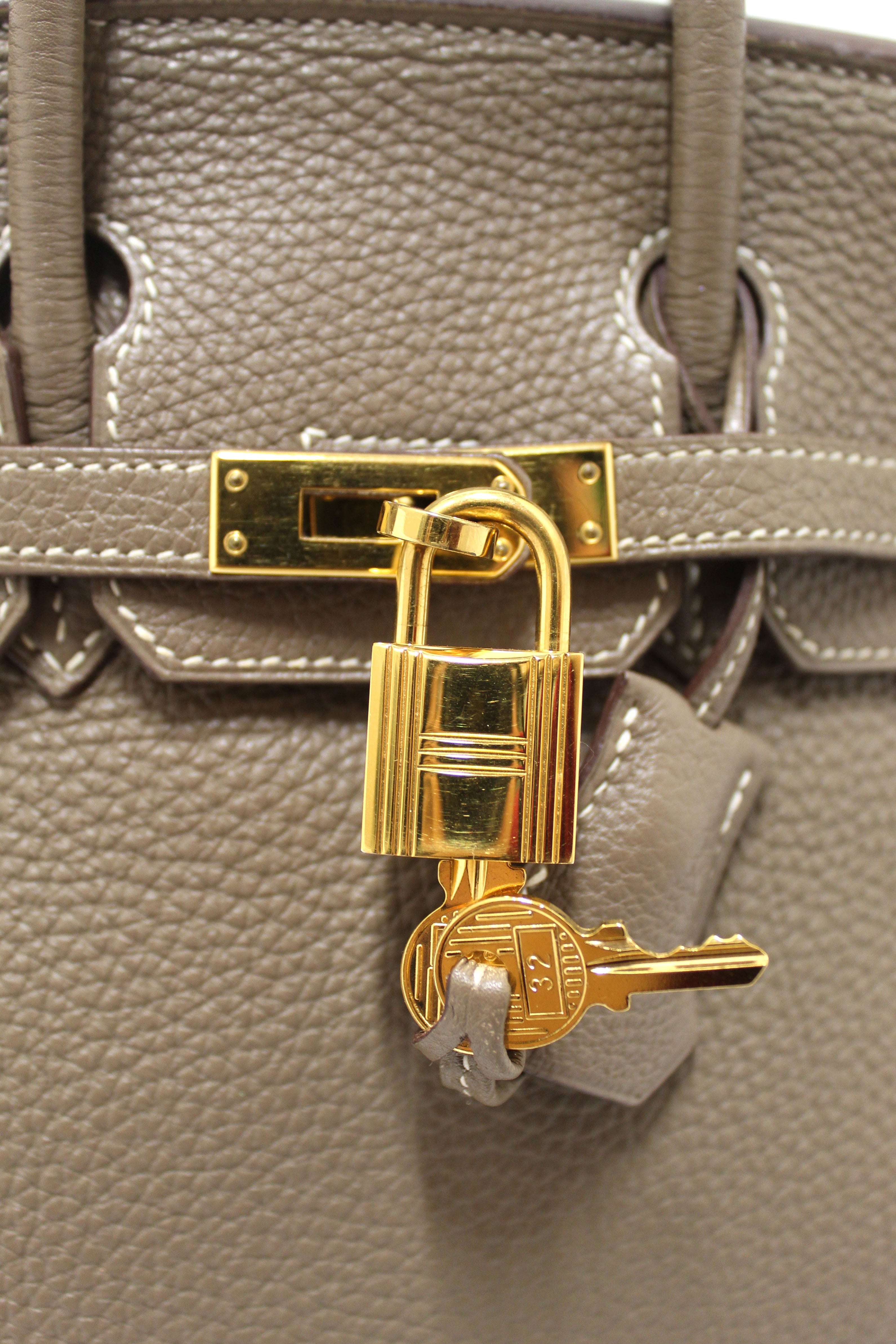 Authentic Hermes Birkin 25 Handbag in Etoupe Togo Leather - Luxury Designer Purse for Women, Perfect for Work, Travel & Special Occasions
