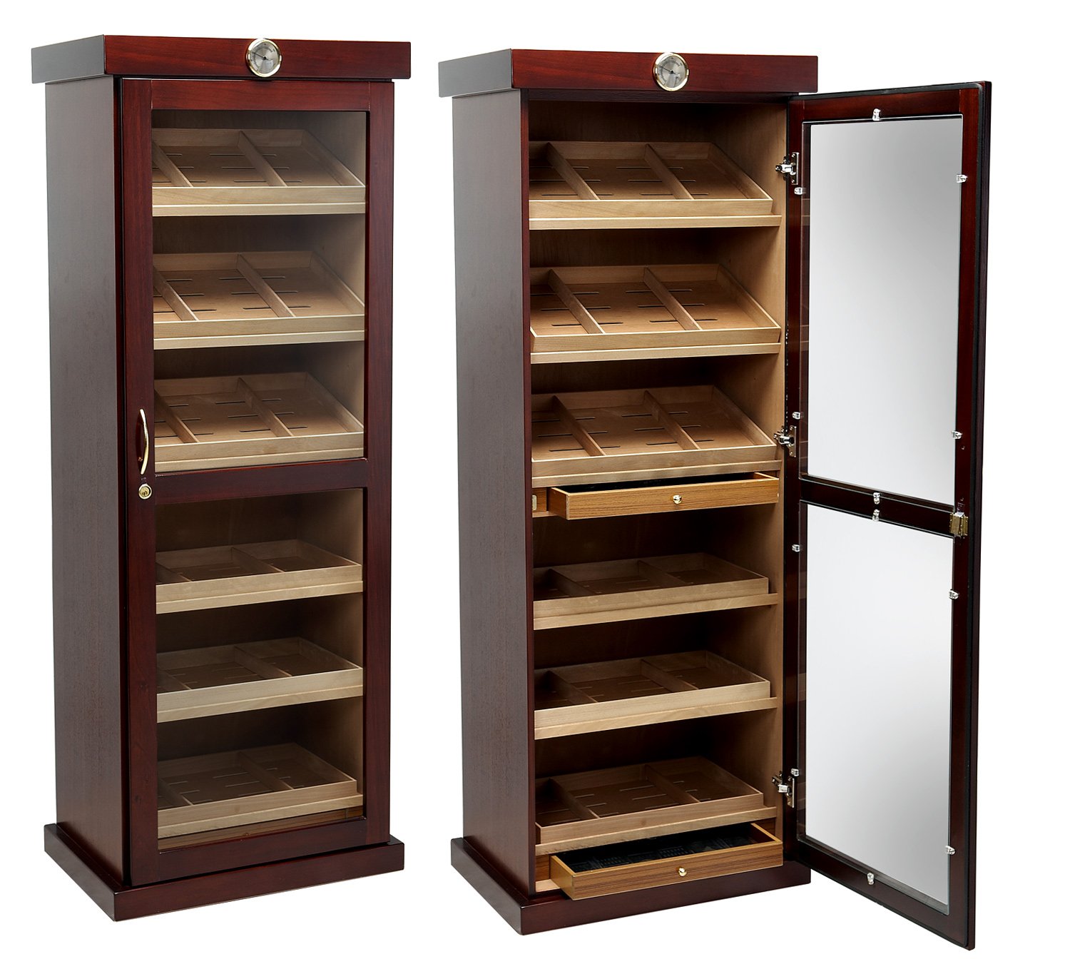 Prestige Import Group Barbatus Cabinet Humidor - Cherry Finish Wooden Cigar Humidor for Home & Office - Premium Cigar Storage Solution for Cigar Aficionados & Collectors