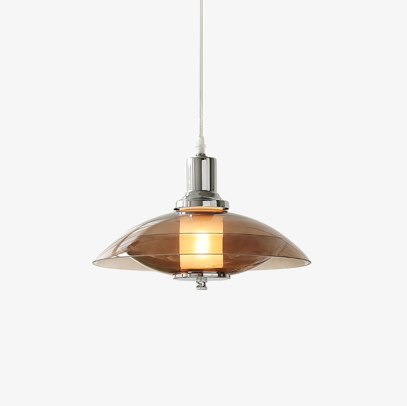 Vintage UFO Flying Saucer Chrome Pendant Light - Modern Industrial Ceiling Fixture for Kitchen Island, Dining Room & Bedroom Lighting