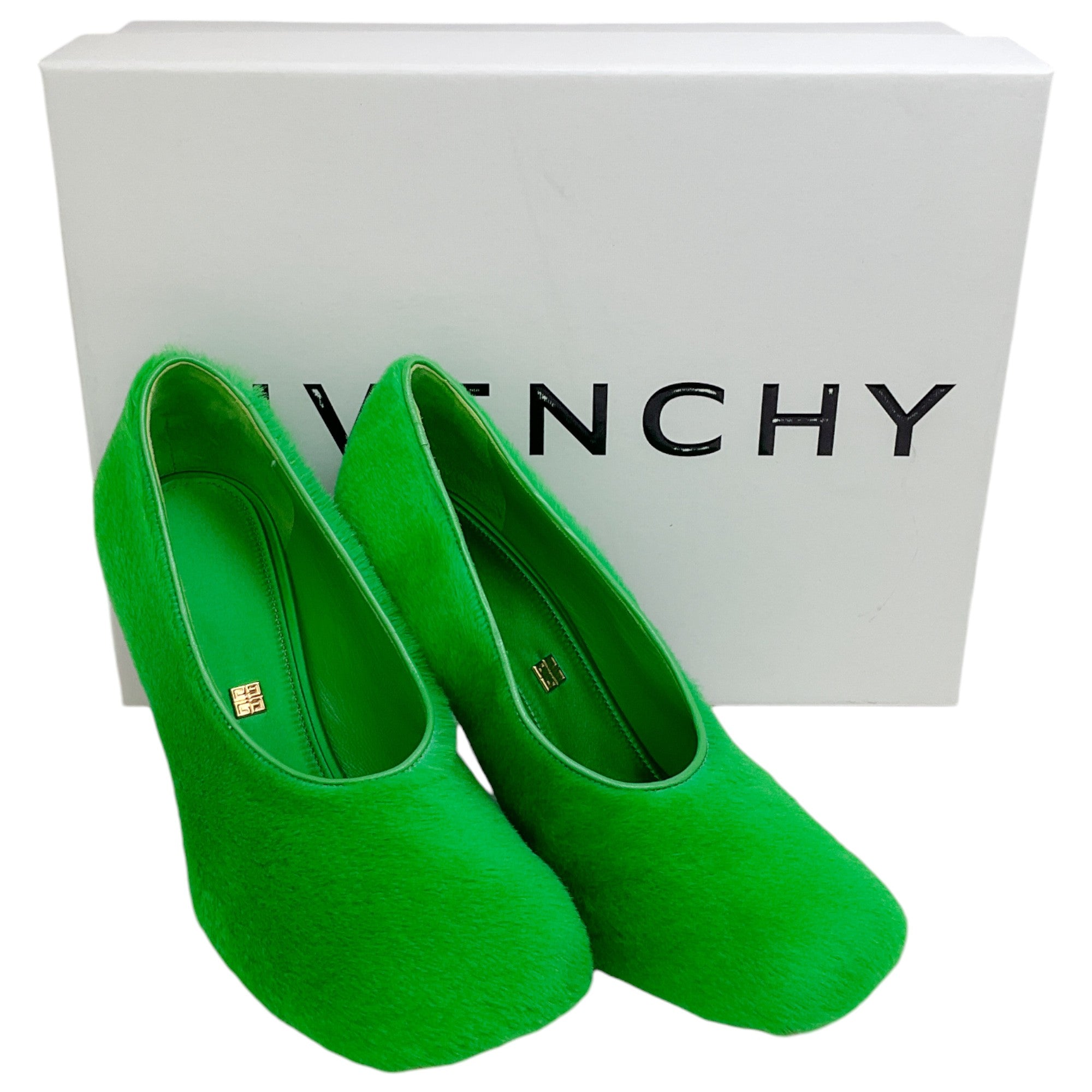 Givenchy Absynthe Green Shearling Show Pumps - Luxury Women's High Heels for Evening Parties & Special Occasions