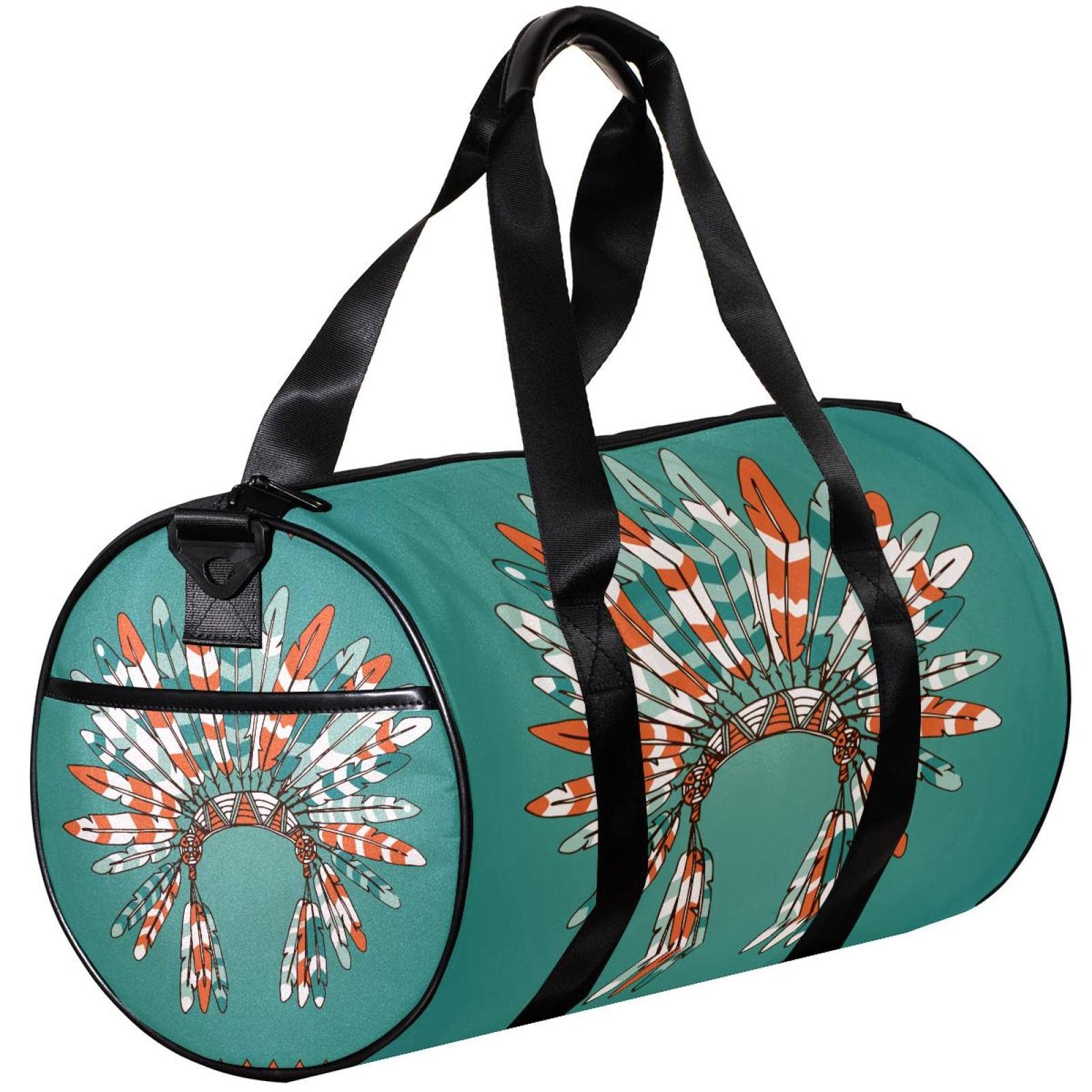 Men's Gym Duffle Bag with Wet Pocket - Lightweight Feather Boho Pattern Sports Bag for Workout, Travel & Yoga - Perfect for Gym, Sports & Weekend Getaways