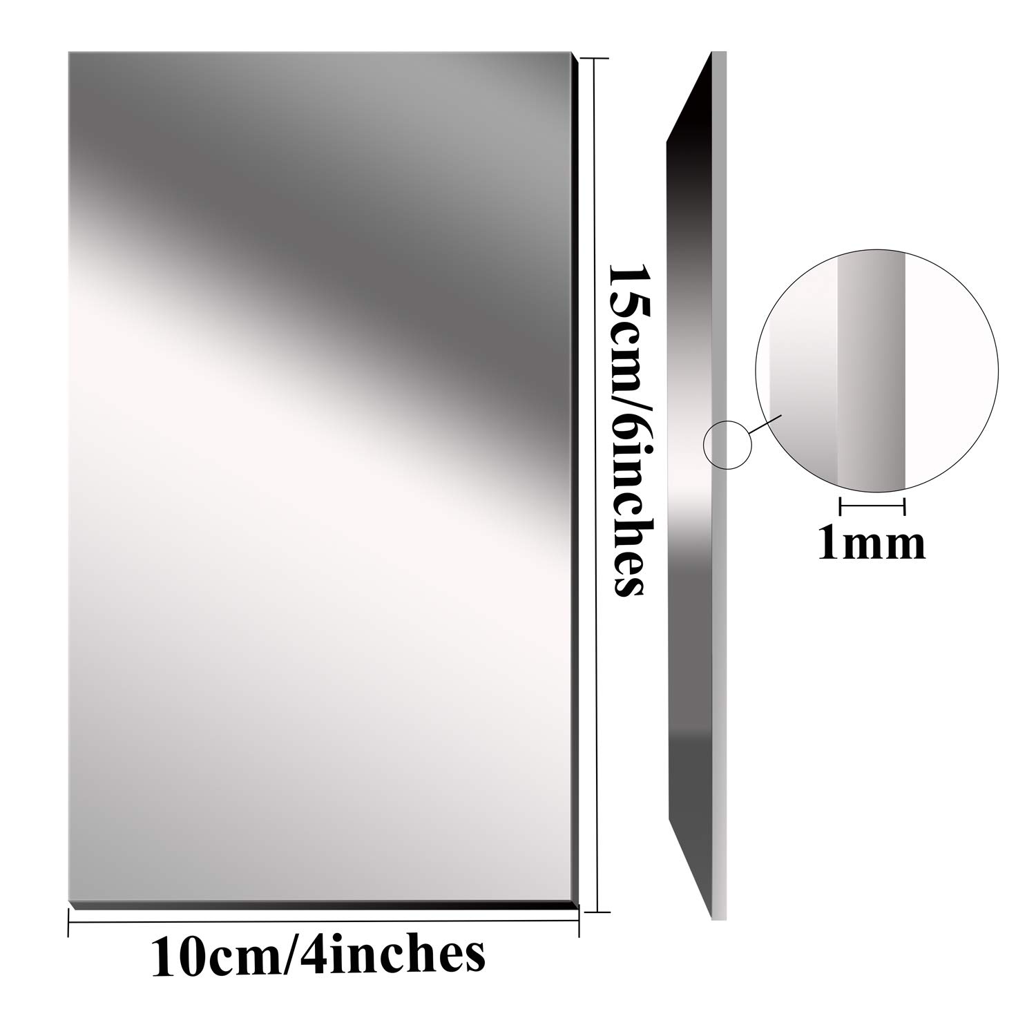 Elcoho 6 Pack Flexible Plastic Mirror Sheets - Self Adhesive Silver Mirror Tiles for Wall Decor, DIY Crafts, Classroom Education & Home Improvement Projects (12