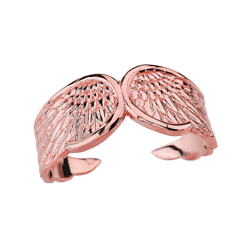 14K Rose Gold Angel Wings Open Ring - Elegant & Dainty Jewelry for Women, Gift for Her, Birthday, Anniversary, Valentine's Day - Perfect for Everyday Wear & Special Occasions