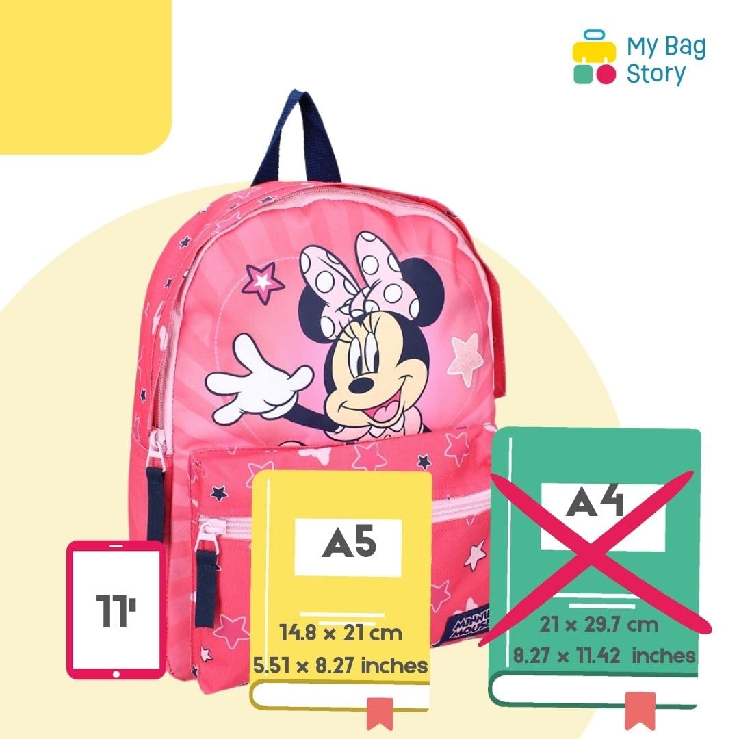 Minnie Mouse Pink Backpack for Girls - Adjustable Shoulder Straps, 31cm Size - Perfect for School, Kindergarten, Daycare - Great Gift Idea for Kids