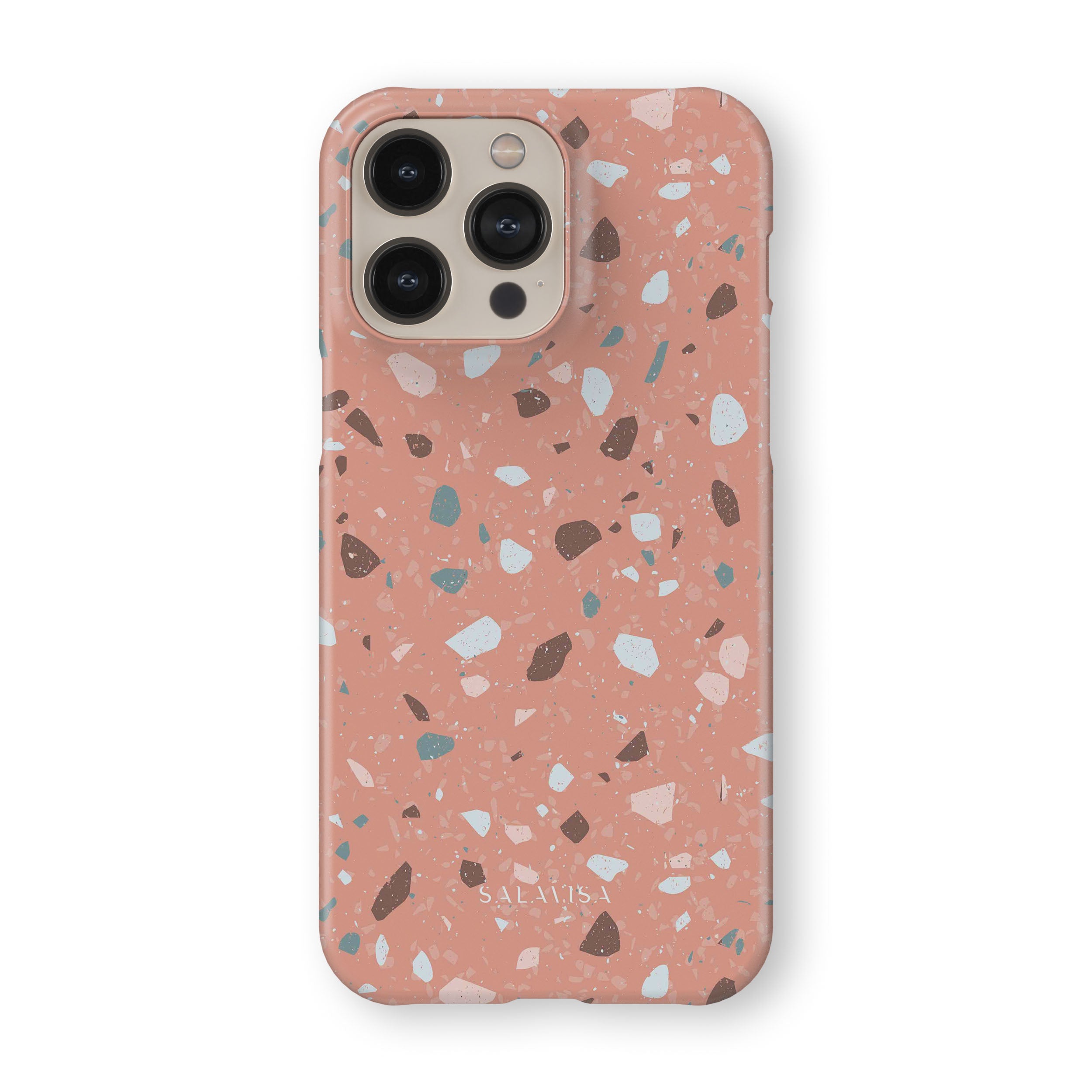 Pinky Terrazzo Marble Design Shockproof Phone Case for iPhone 15/14/13/12 - Trendy Protective Cover for Women, Girls | Perfect for Daily Use, Travel & Gift Giving