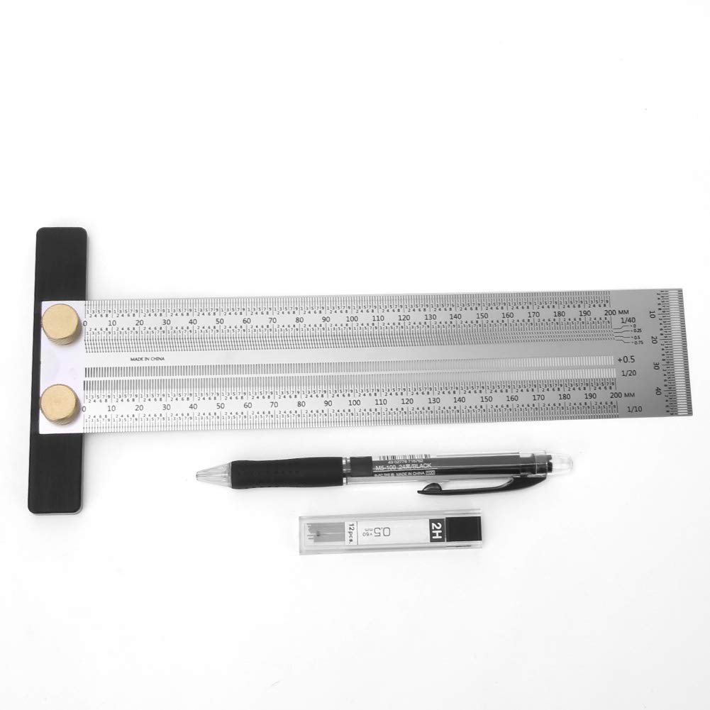 Stainless Steel T-Type Hole Ruler Scribing Gauge - Precision Woodworking Marking Tool with Automatic Pencil for Carpenters | Perfect for Cabinet Making, Furniture Building & DIY Wood Projects