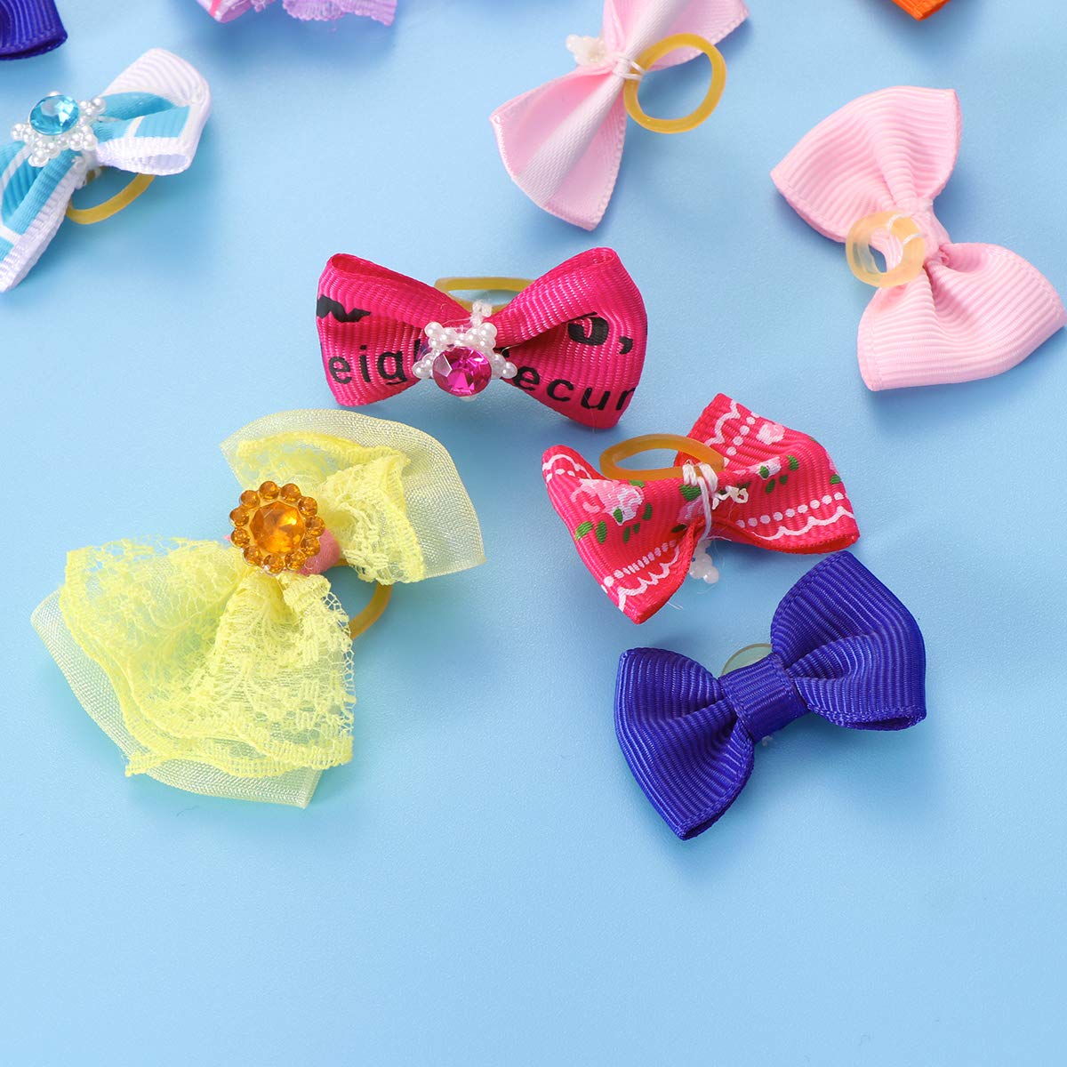 60pcs Elastic Hair Bands - Soft Rubber Hair Ties with Bowknot for Women, Girls & Pets | Perfect for Ponytails, Braids & Pet Grooming | Hair Accessories for Daily Use, Workouts & Styling