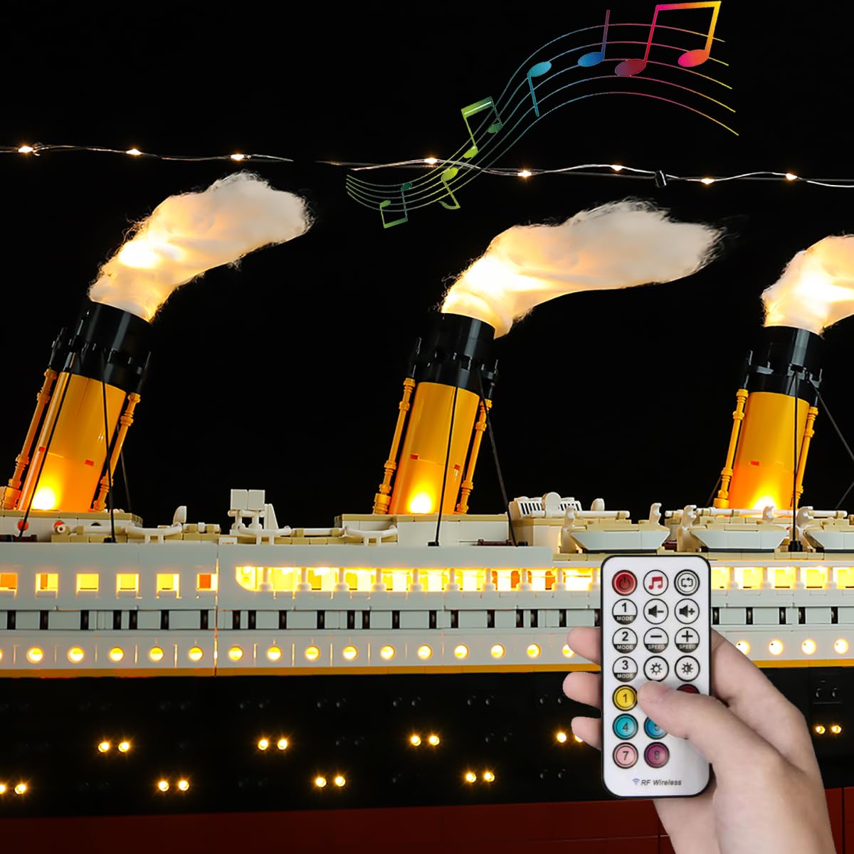 Hosdiy Remote Control Sound and Light Kit for Titanic Ship - Compatible with Lego 10294 - LED Lighting Set (Light Only, No Model) - Perfect for Lego Titanic Display, Model Ship Decoration, and Collectible Lighting Effects