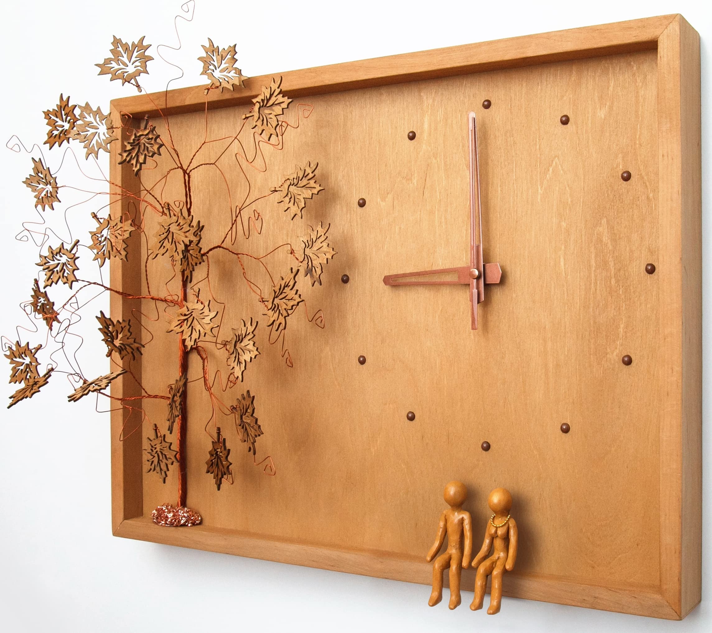 5th Anniversary Gift for Her & Him - Personalized Wood Family Tree Clock - Unique 5 Year Wedding Anniversary Gift for Wife, Husband, Couple - Perfect for Home Decor & Romantic Gifts