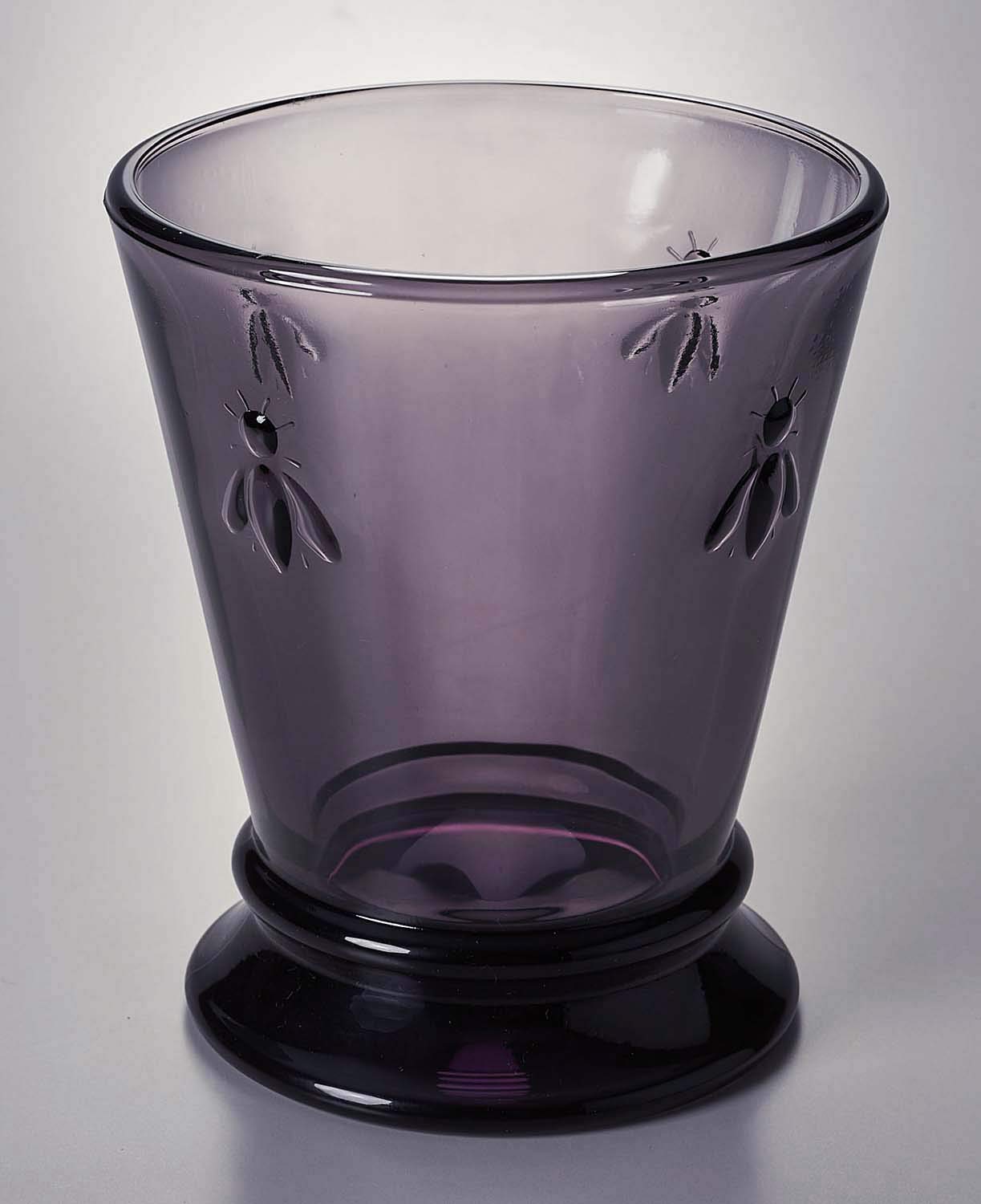 La Rochere Bee Set of 6 Glass Tumblers - Elegant Purple Eggplant Design - Perfect for Iced Tea, Cocktails & Home Decor