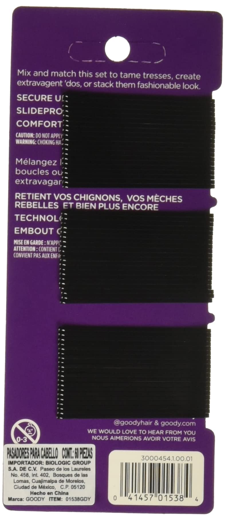 Goody Styling Essentials Bobby Pins - 60 Count Black Hair Clips (2 Inch) for Women & Girls - Perfect for Updos, Braids, Ponytails & Everyday Hairstyles